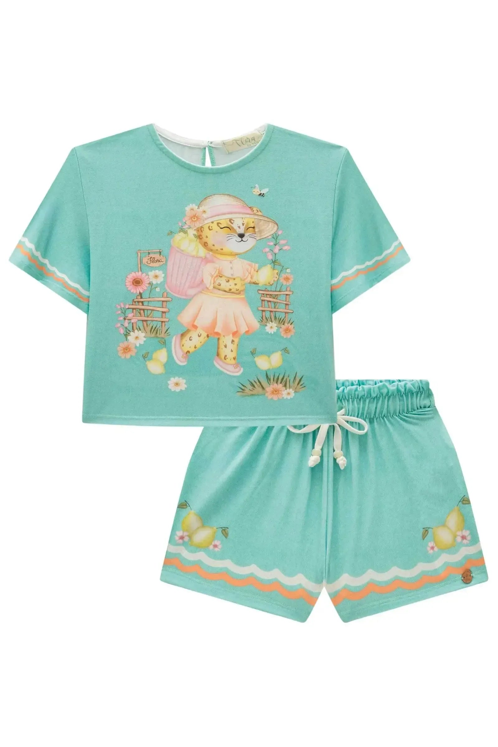 Conjunto de Blusa Boxy e Shorts em Malha Fresh 85221 Infanti Infantil Menina
