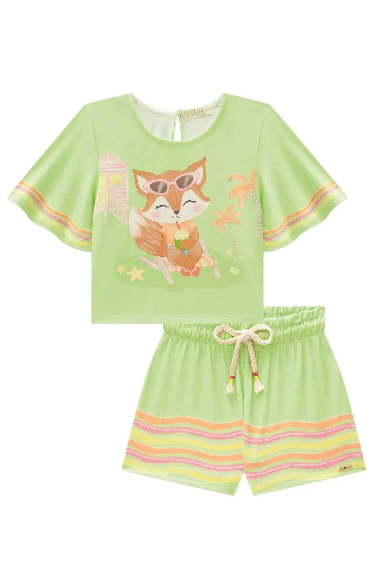 Conjunto de Blusa Boxy e Shorts em Malha Fresh 86517 Infanti Infantil Menina