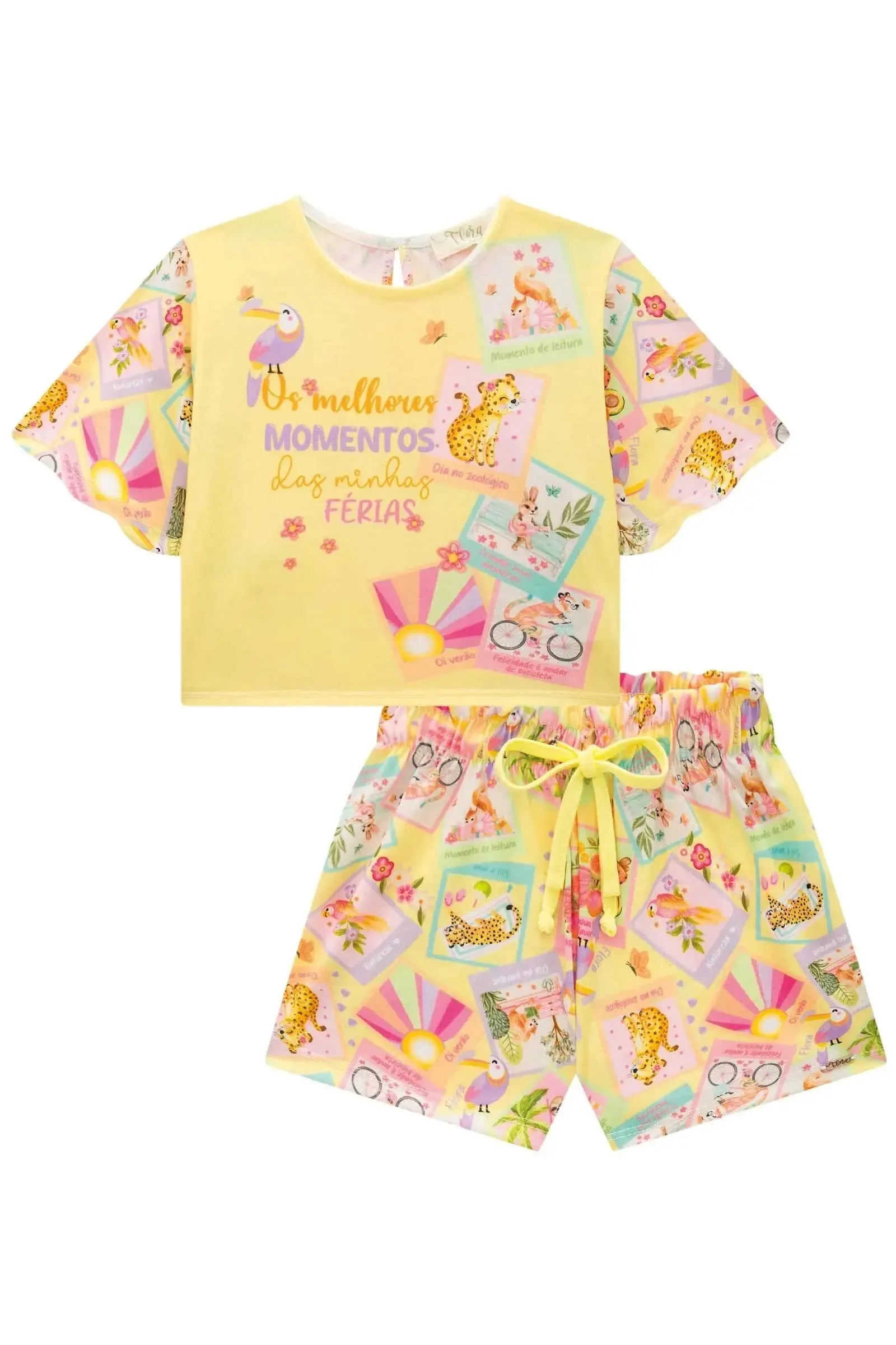 Conjunto de Blusa Boxy e Shorts em Malha Fresh 86824 Infanti Infantil Menina