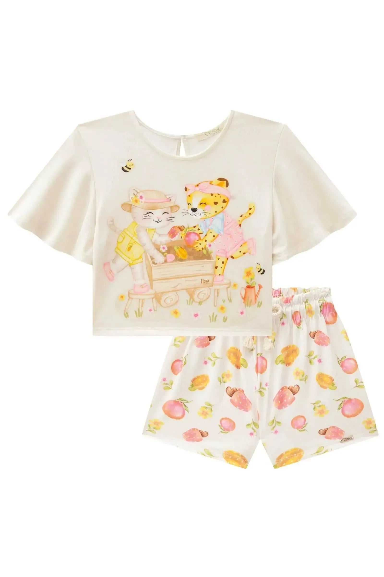 Conjunto de Blusa Boxy e Shorts em Malha Fresh 88910 Infanti Infantil Menina
