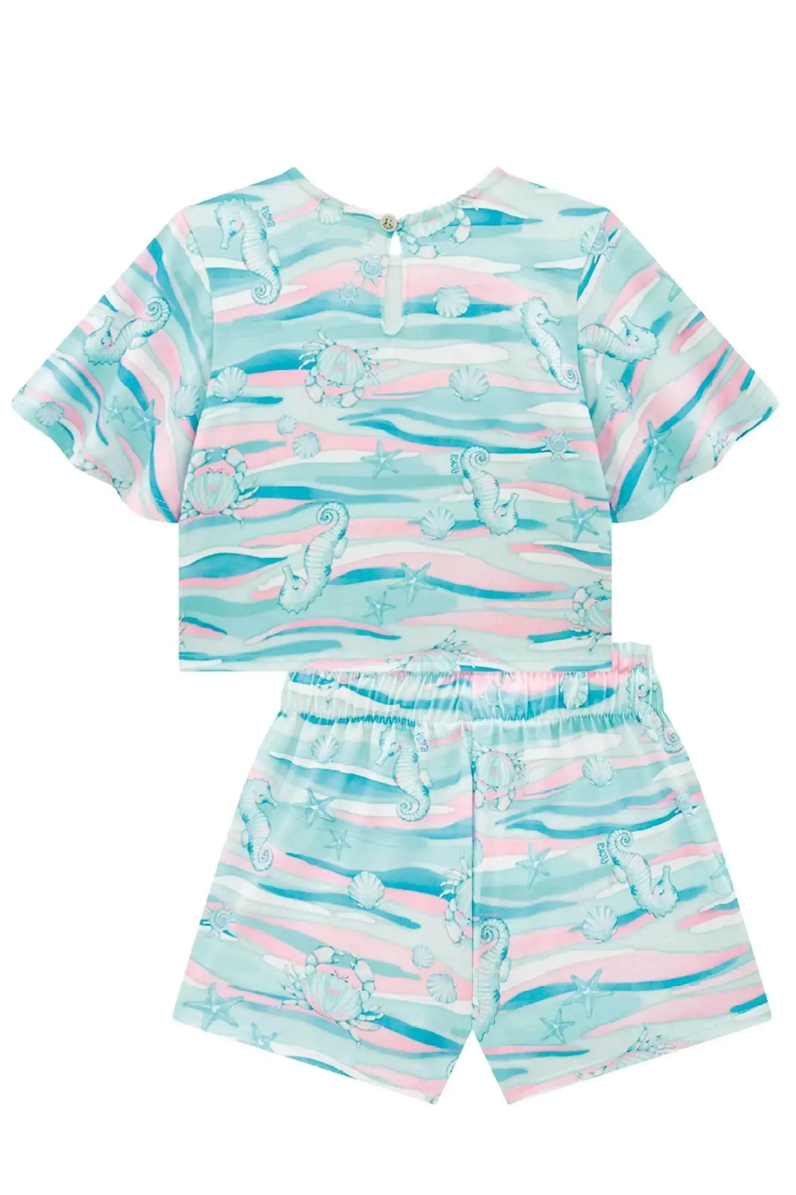 Conjunto de Blusa Boxy e Shorts em Meia Malha Fresh 88899 Infanti Infantil Menina