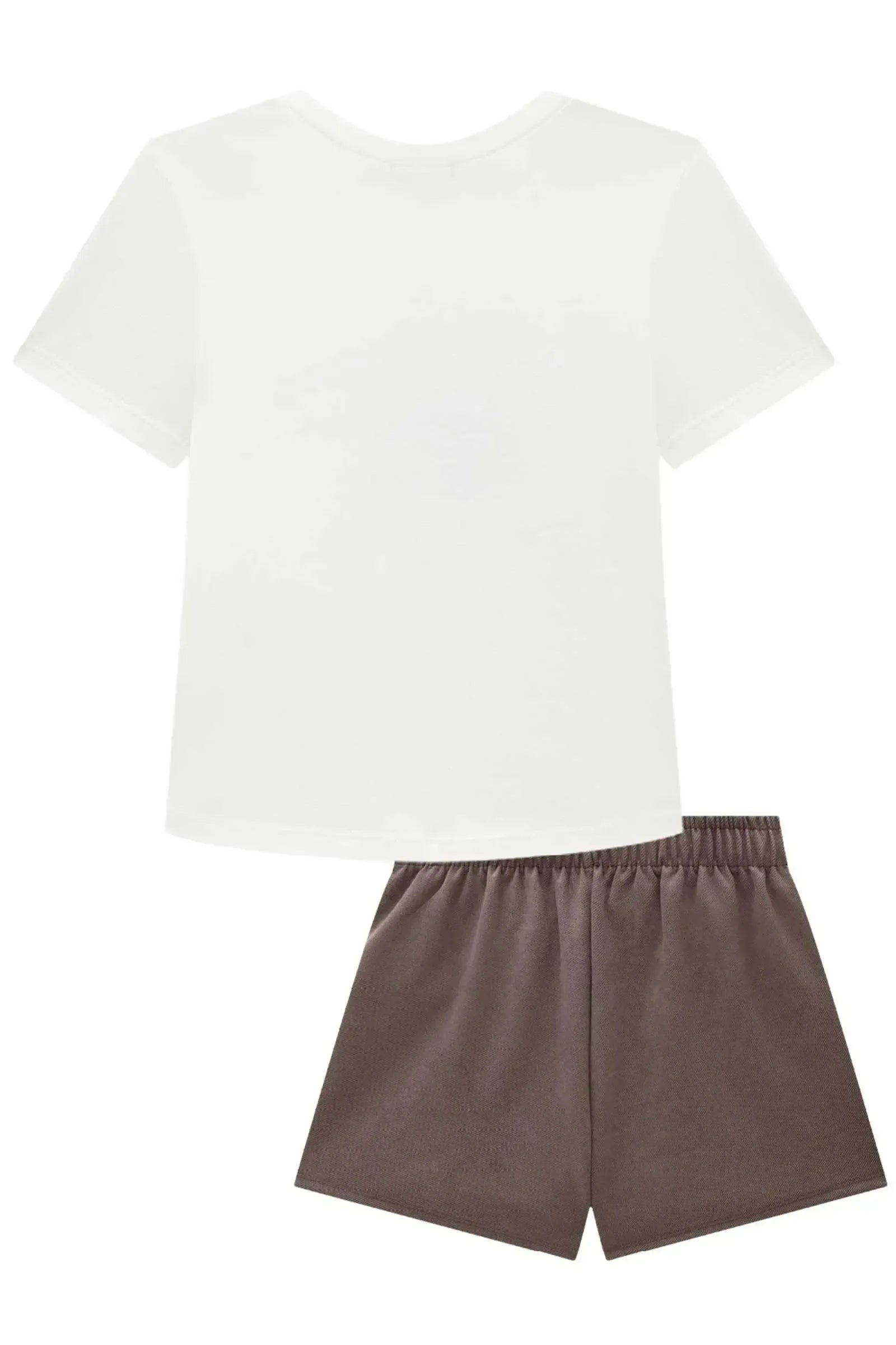 Conjunto de Blusa Boxy e Shorts em Suede Twill 93479 Vic&Vicky Teen Menina