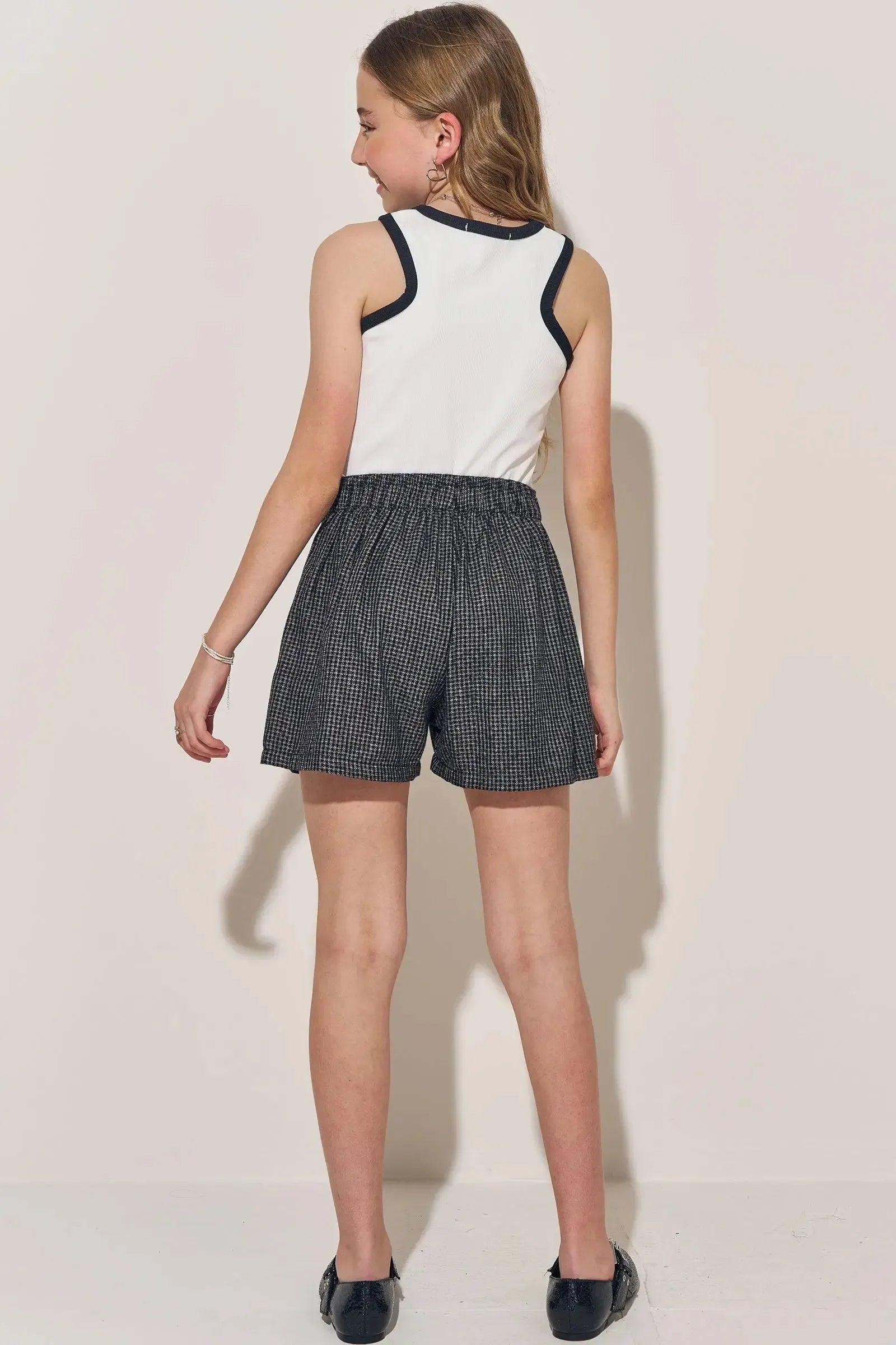 Conjunto de Blusa Boxy em Canelado Fancy e Shorts em Tweed Light 83873 Lilimoon Teen Menina