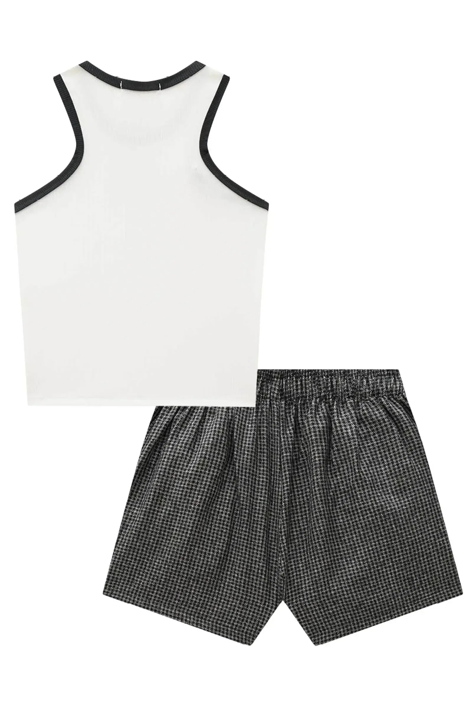 Conjunto de Blusa Boxy em Canelado Fancy e Shorts em Tweed Light 83873 Lilimoon Teen Menina