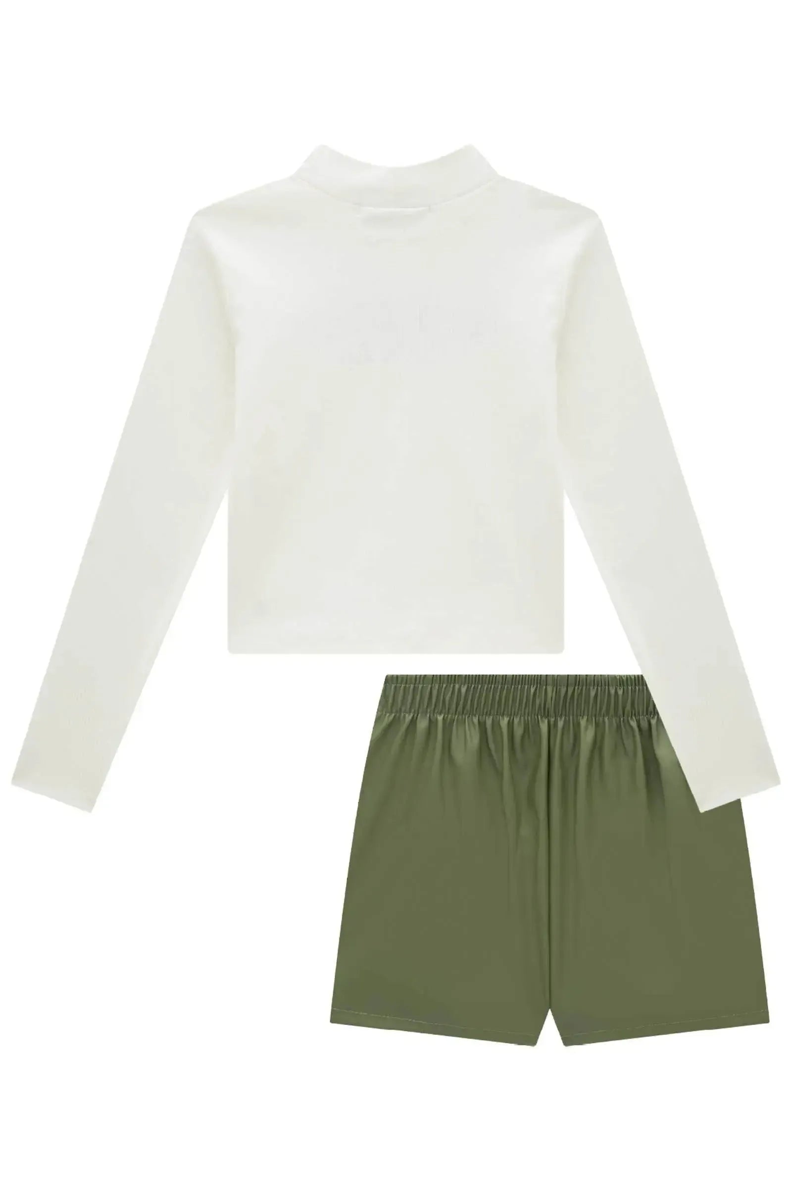Conjunto de Blusa Boxy em Canelado Liz e Short Saia em Couro Sintético 93591 Lilimoon Teen Menina