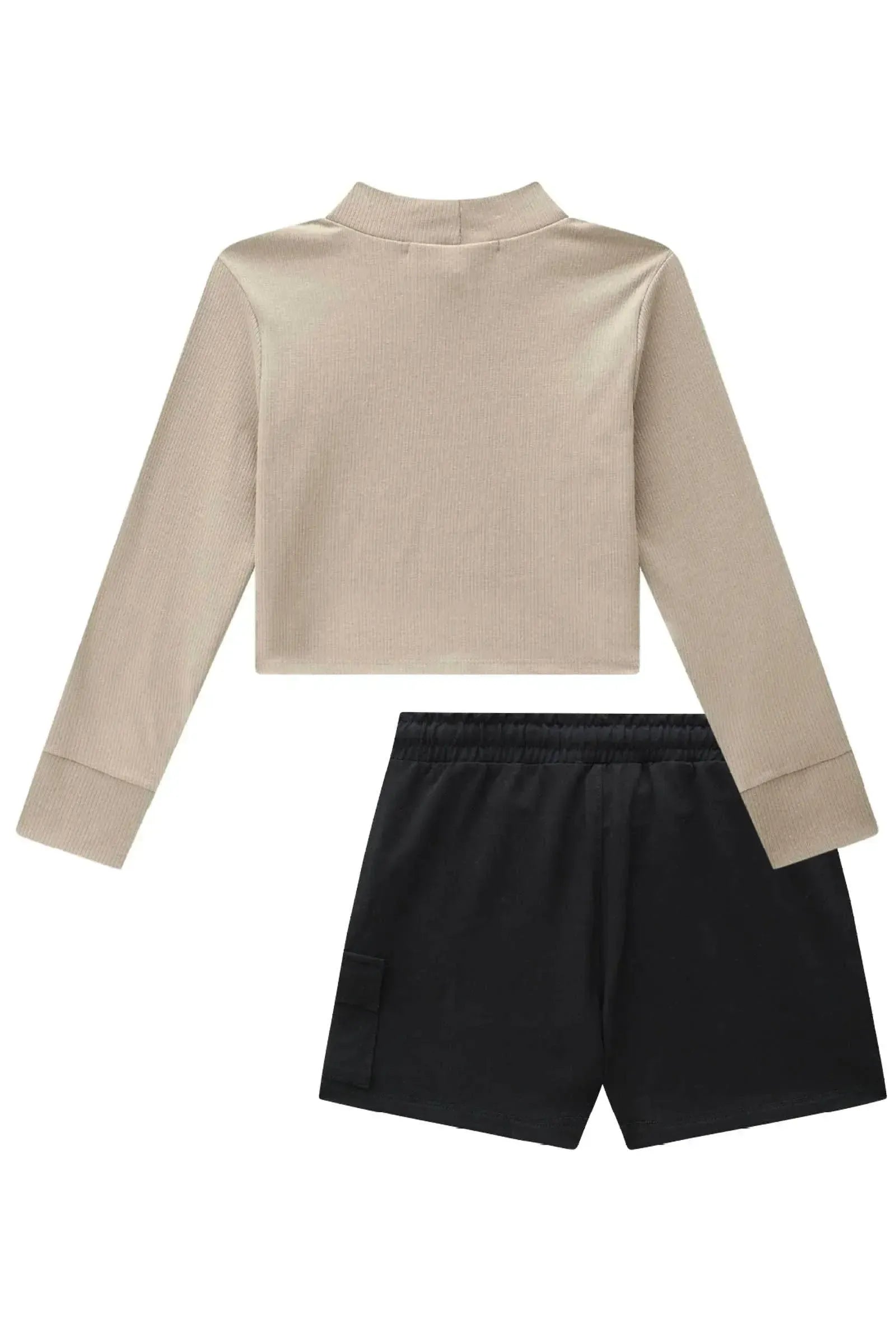 Conjunto de Blusa Boxy em Canelado Liz e Short Saia em Molevisco 90479 Lilimoon Teen Menina