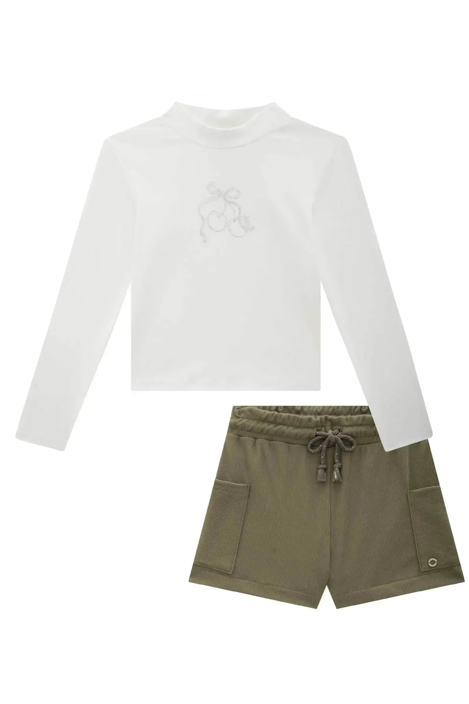 Conjunto de Blusa Boxy em Canelado Liz e Shorts em Canelado Soft 90775 Lilimoon Teen Menina