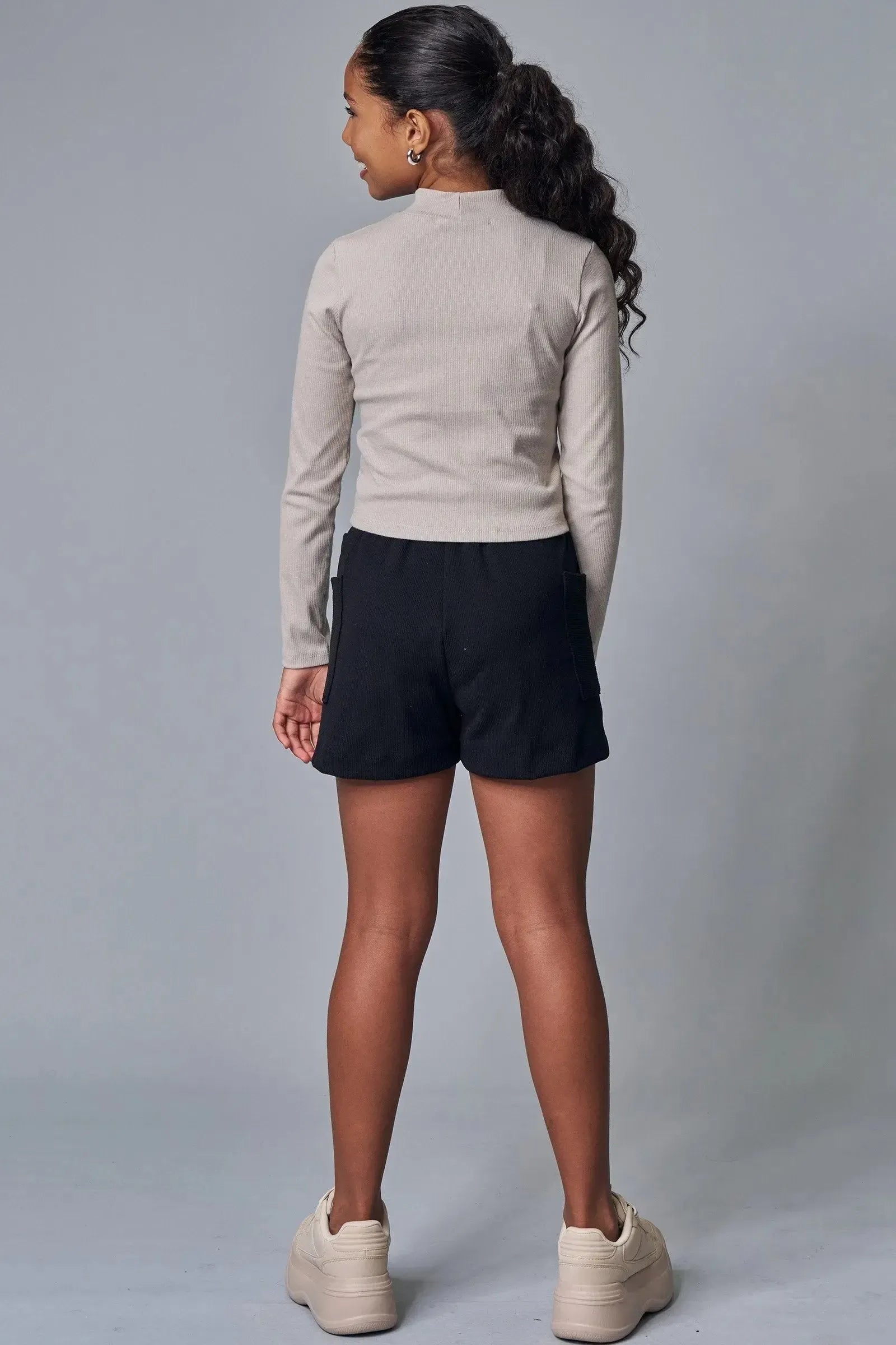 Conjunto de Blusa Boxy em Canelado Liz e Shorts em Canelado Soft 90778 Lilimoon Teen Menina