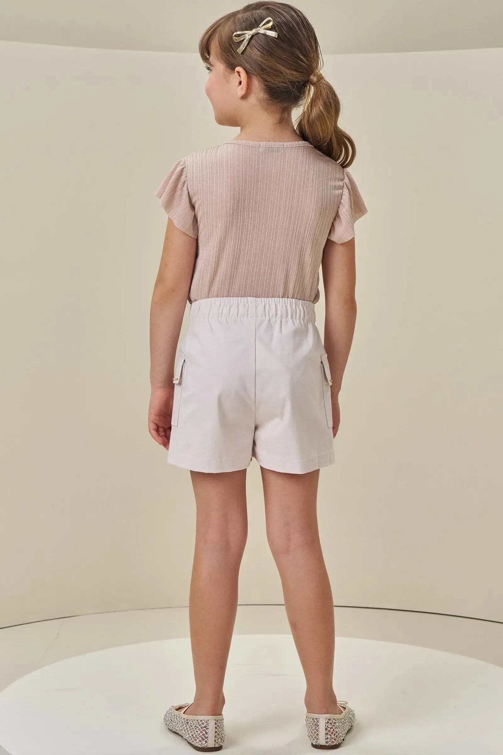 Conjunto de Blusa Boxy em Malha Clifton e Shorts em Sarja com Elastano 85563 Infanti Infantil Menina