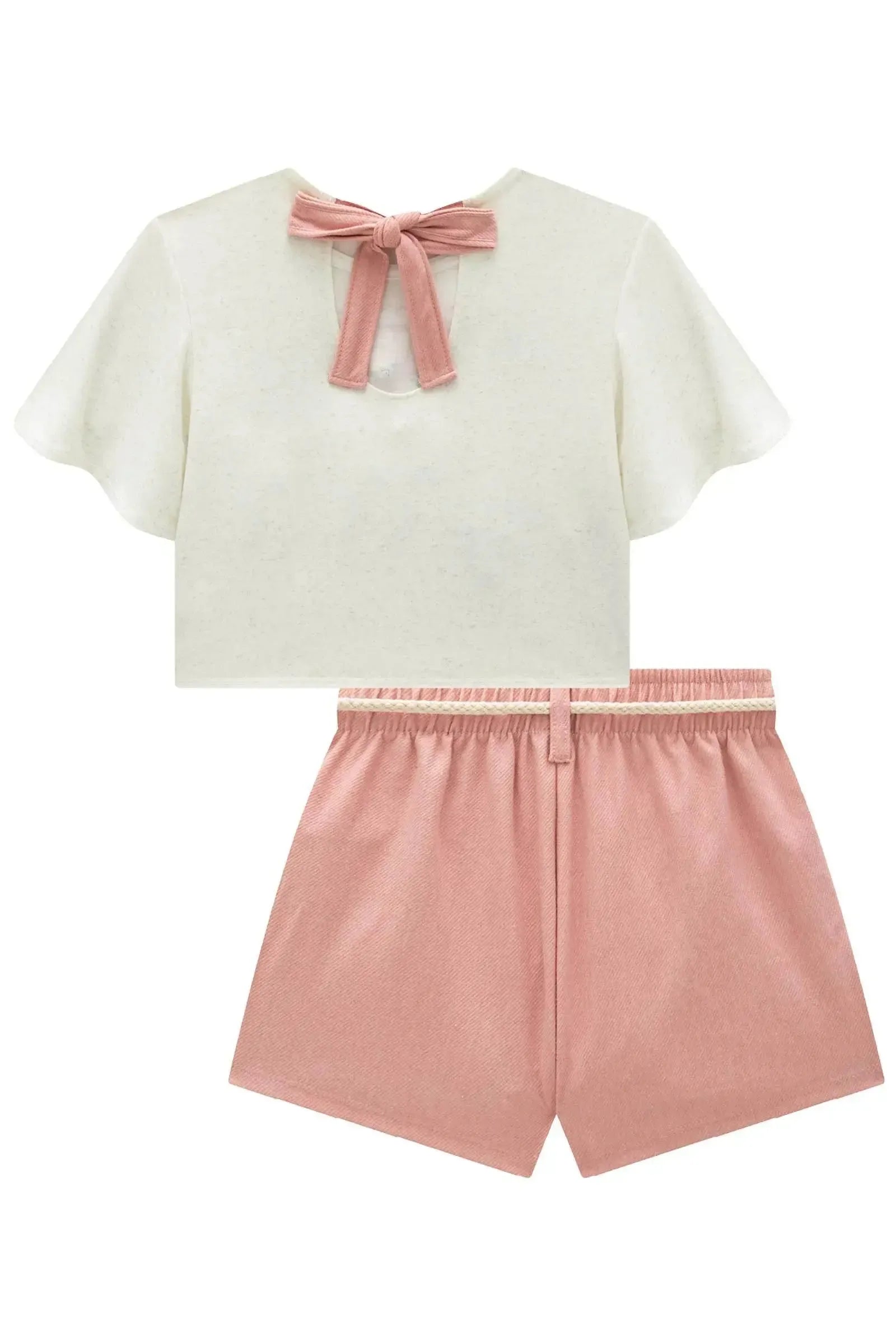 Conjunto de Blusa Boxy em Malha Fresh com Short Saia em Cotton Jeans 93389 Infanti Infantil Menina