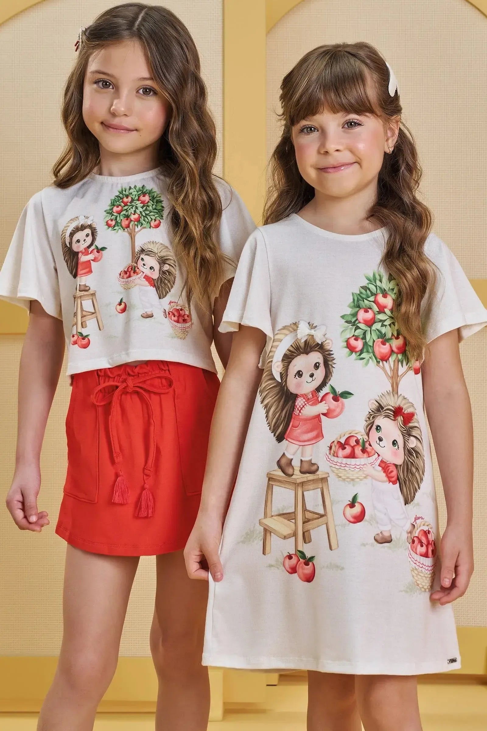 Conjunto de Blusa Boxy em Malha Fresh com Short Saia em Molevisco 85218 Infanti Infantil Menina