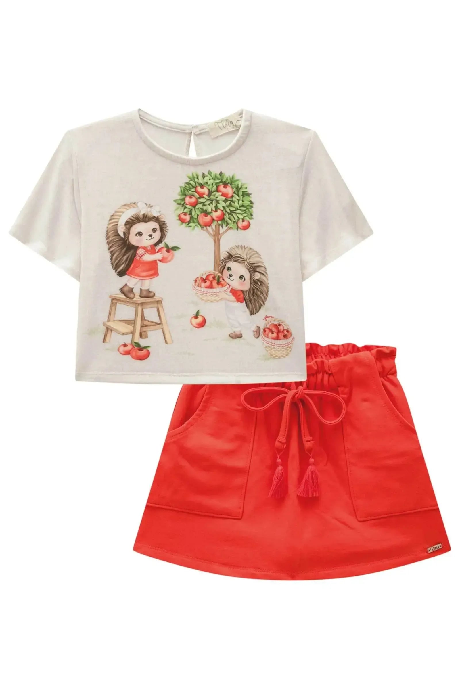 Conjunto de Blusa Boxy em Malha Fresh com Short Saia em Molevisco 85218 Infanti Infantil Menina