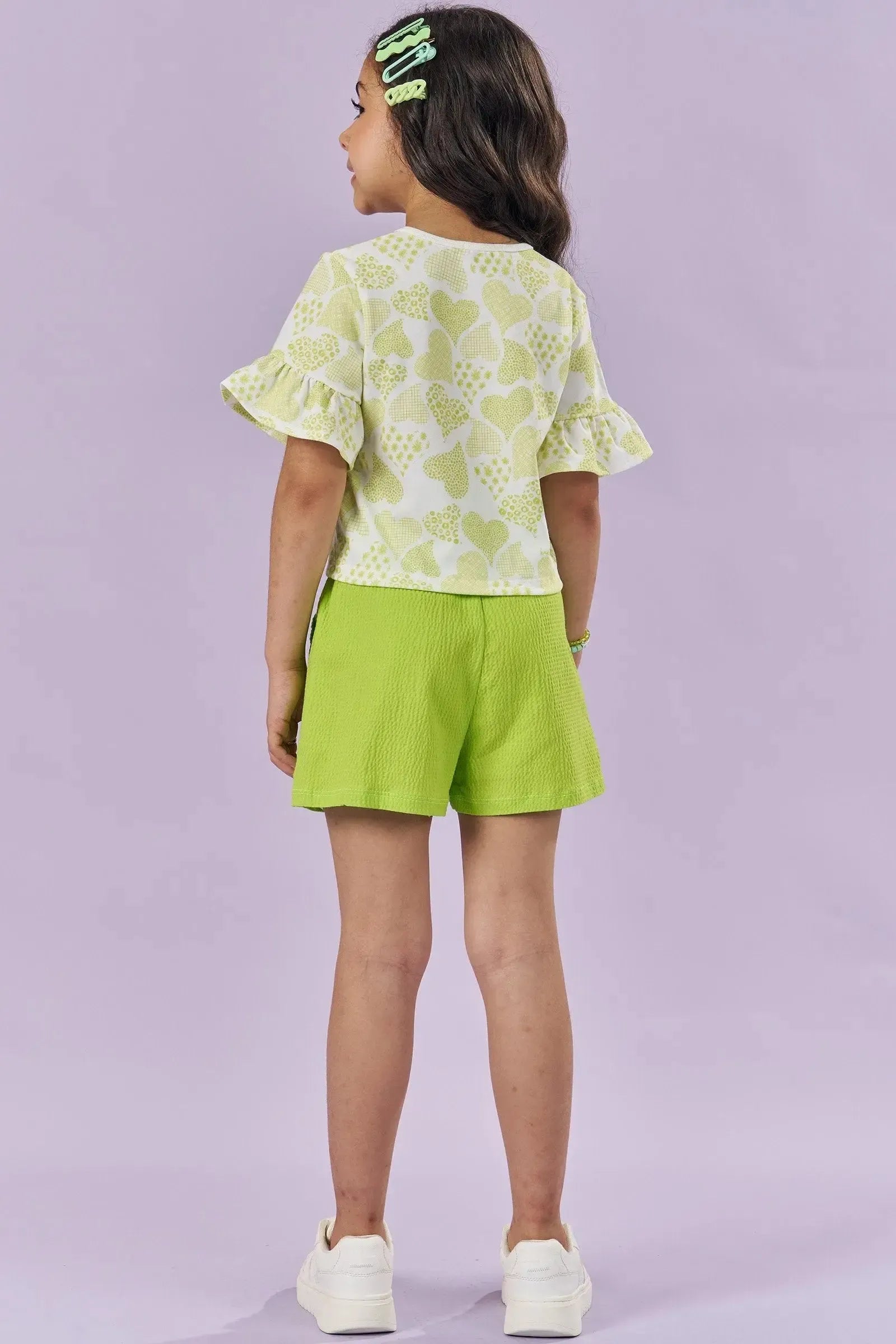 Conjunto de Blusa Boxy em Malha Power e Shorts em Tecido Textura 85980 Kukiê Infantil Menina