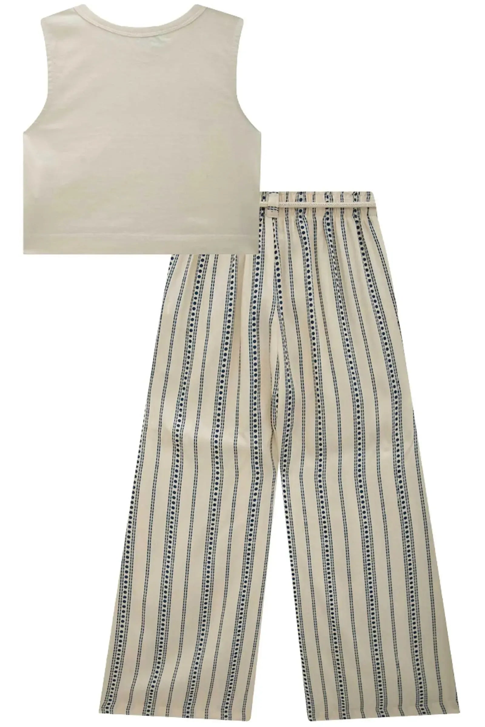 Conjunto de Blusa Boxy em Meia Malha e Calça em Viscose 84603 Infanti Infantil Menina