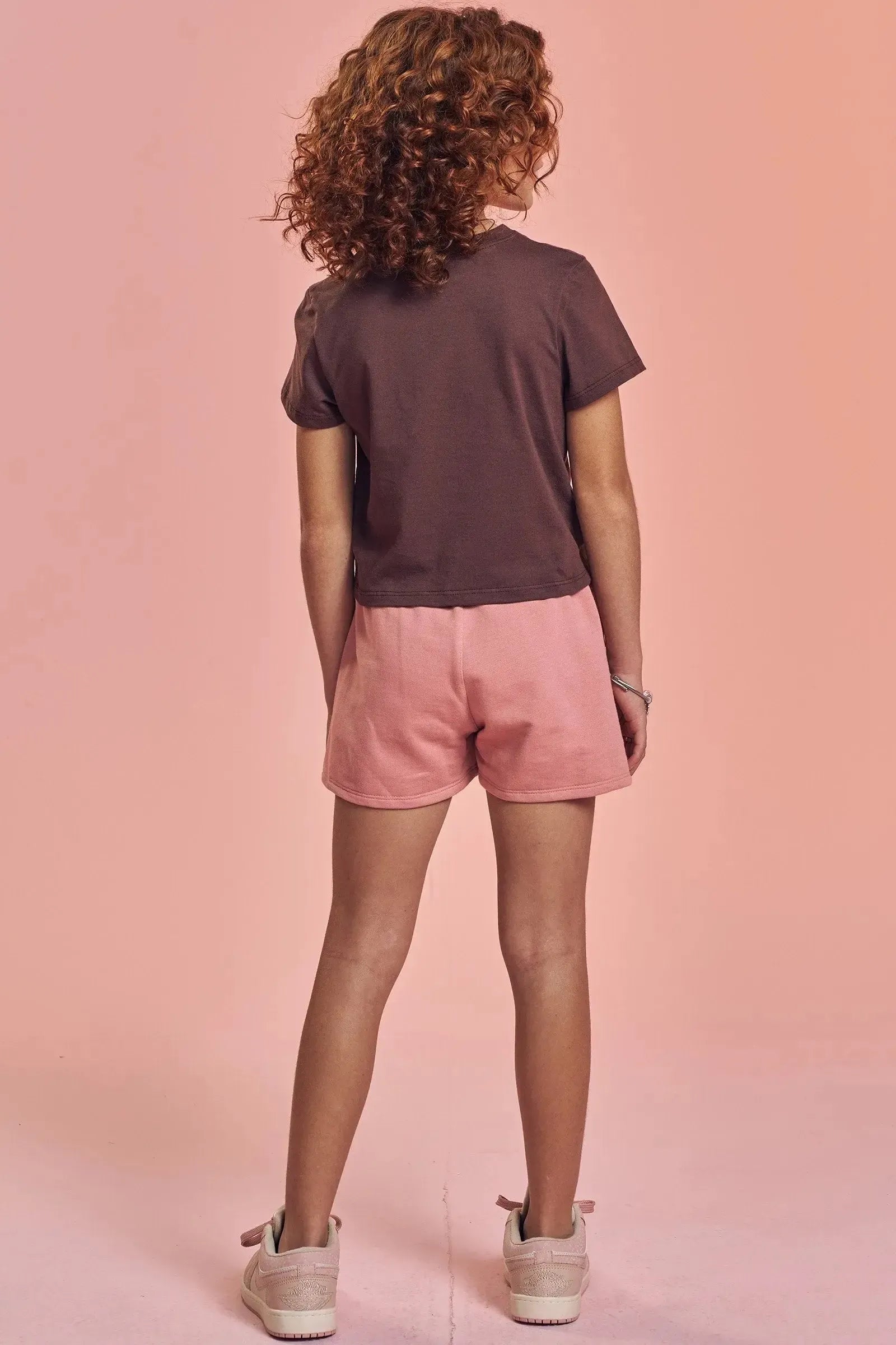 Conjunto de Blusa Boxy em Meia Malha e Short Saia em Moletom sem Pelúcia 93287 Lilimoon Teen Menina