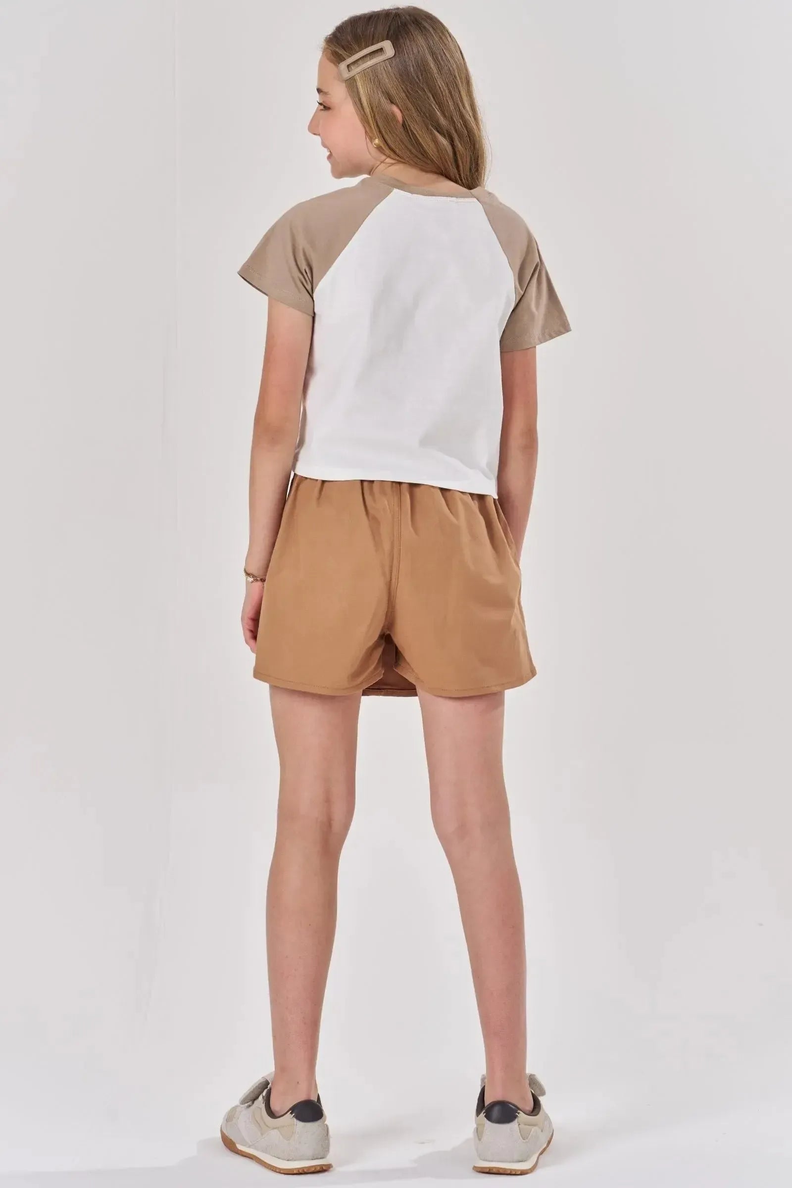 Conjunto de Blusa Boxy em Meia Malha e Short Saia em Sarja com Elastano 84310 Lilimoon Teen Menina