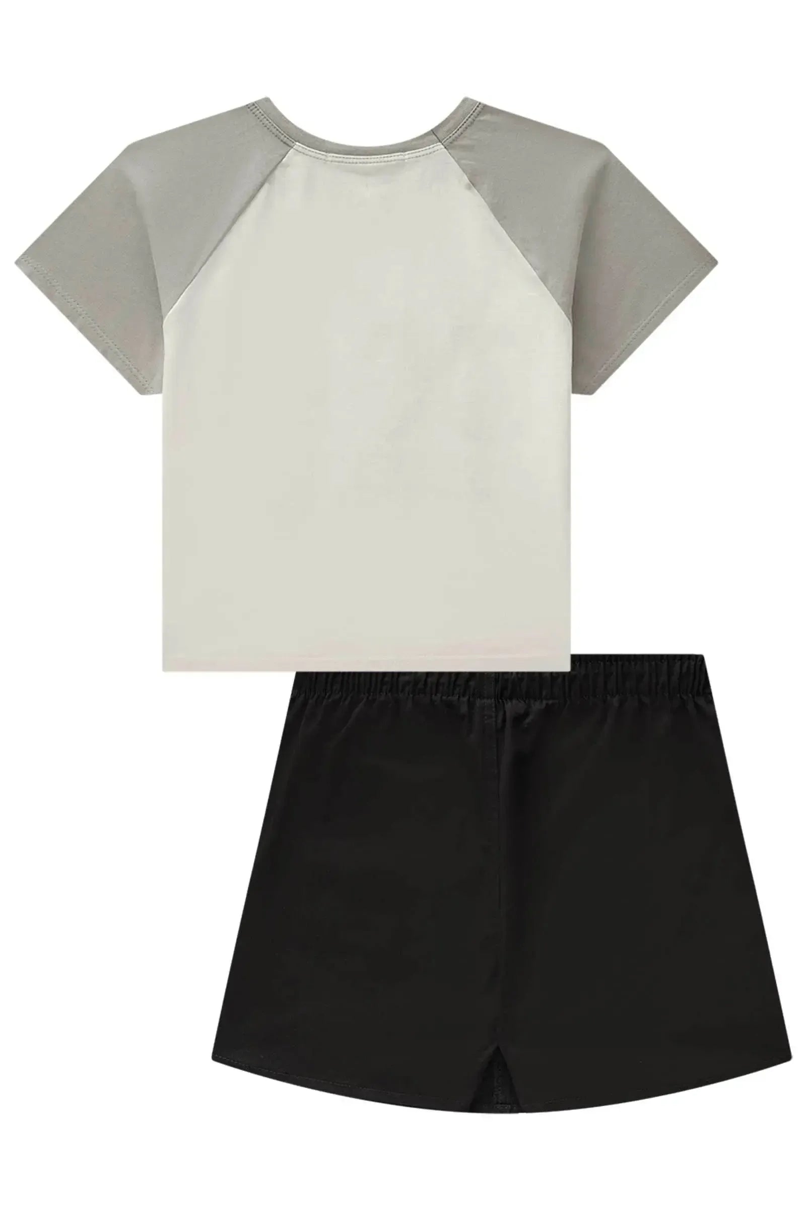 Conjunto de Blusa Boxy em Meia Malha e Short Saia em Sarja com Elastano 84310 Lilimoon Teen Menina