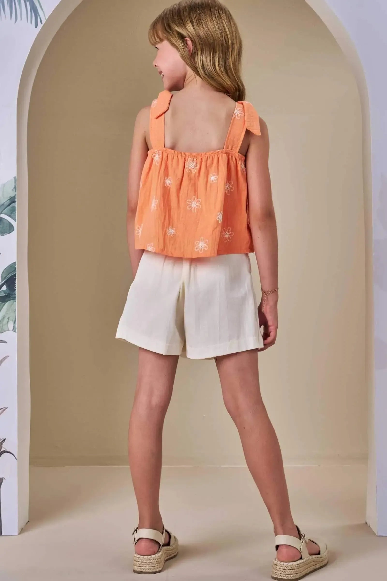 Conjunto de Blusa Boxy em Tricoline Bordado e Short Saia em Sarja com Elastano 86535 Infanti Infantil Menina