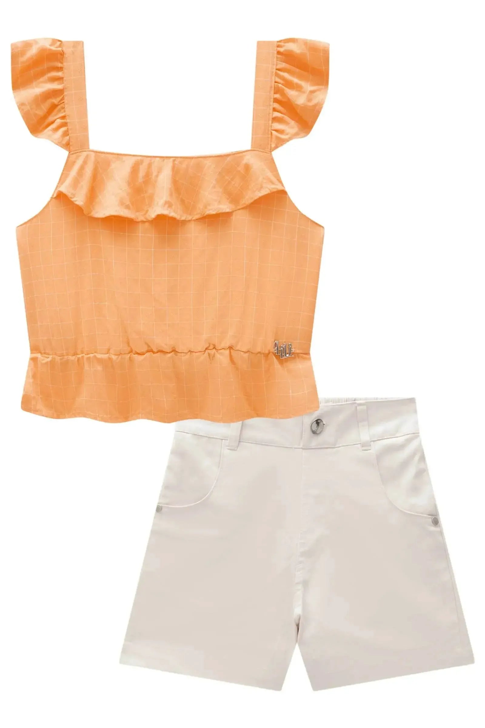 Conjunto de Blusa Boxy em Viscose Ryon e Shorts em Sarja com Elastano 83878 Lilimoon Teen Menina