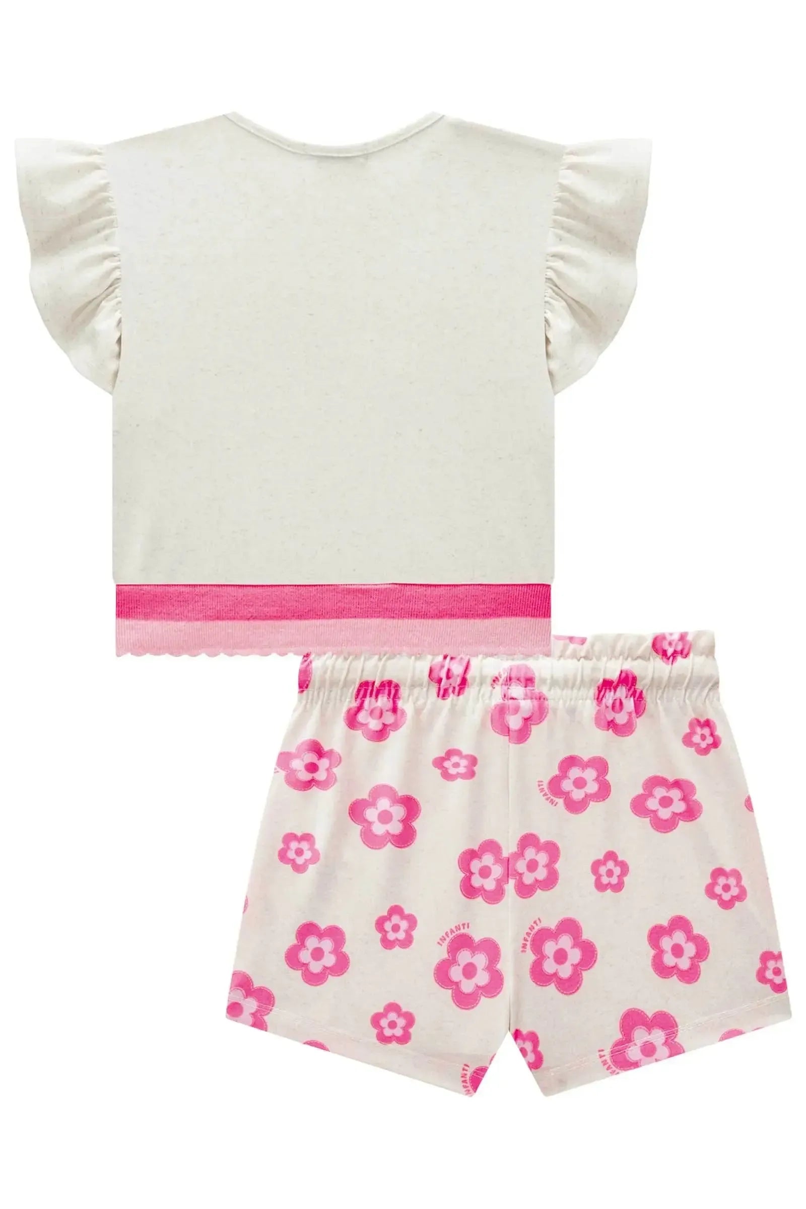 Conjunto de Blusa Boxy Over e Short Saia em Malha Power 83525 Infanti Infantil Menina