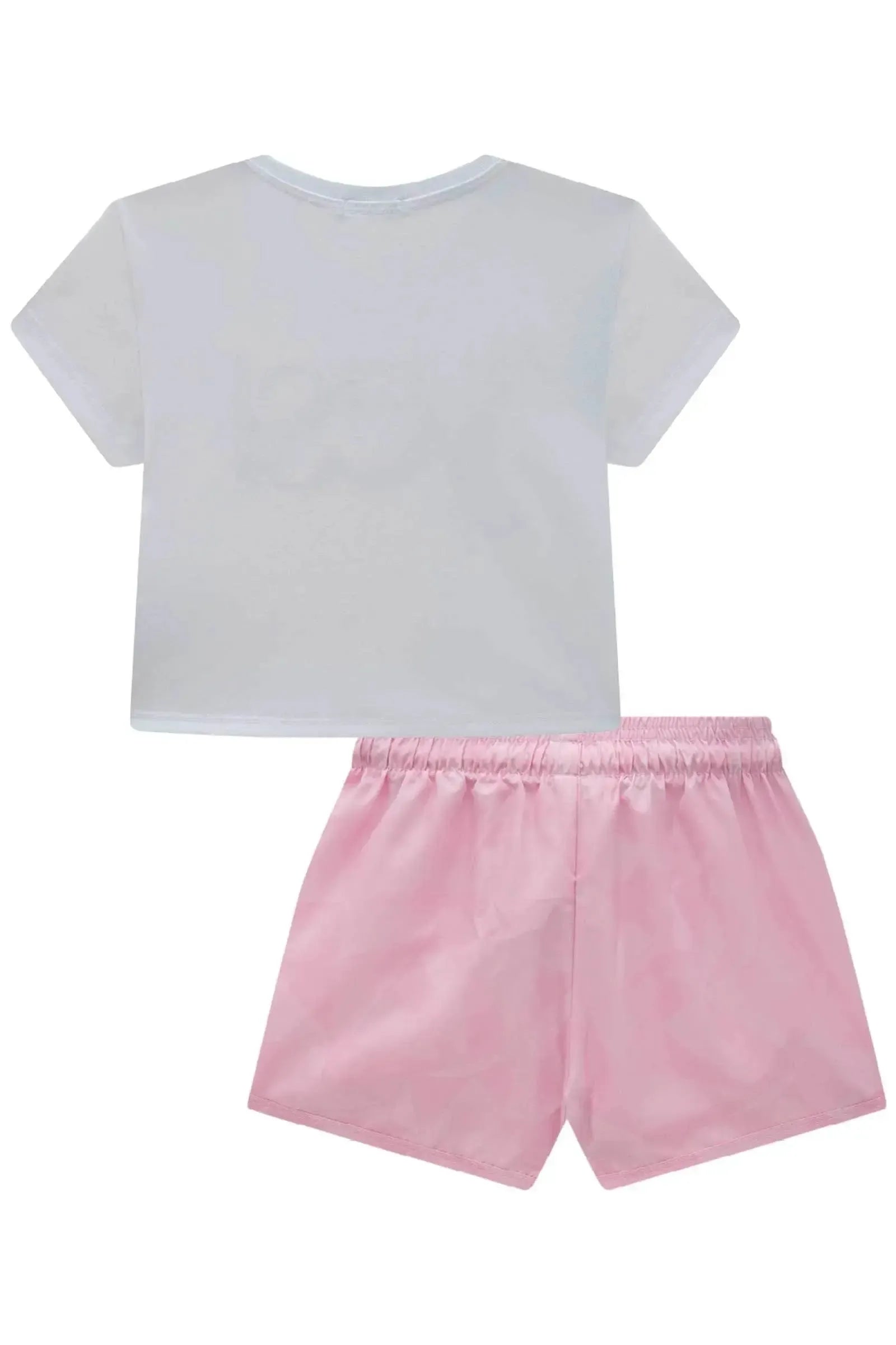 Conjunto de Blusa Boxy Over em Malha Power e Shorts em Nylon Aspen 83683 Infanti Infantil Menina