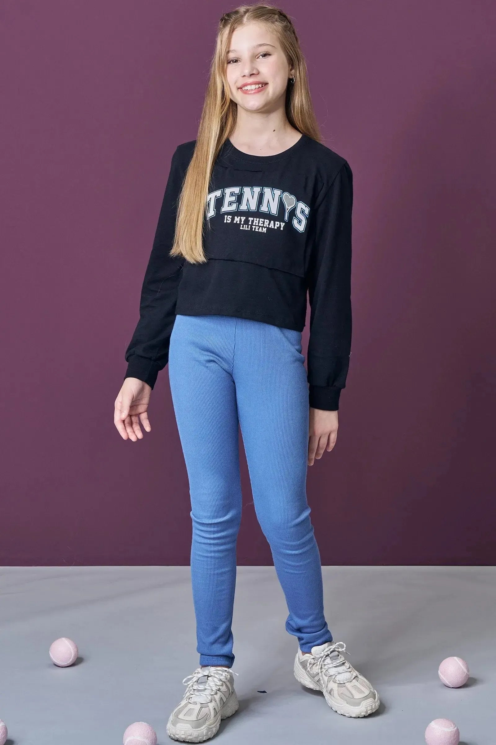 Conjunto de Blusa Boxy Over em Meia Malha e Calça Legging em Soft Line 92280 Lilimoon Teen Menina