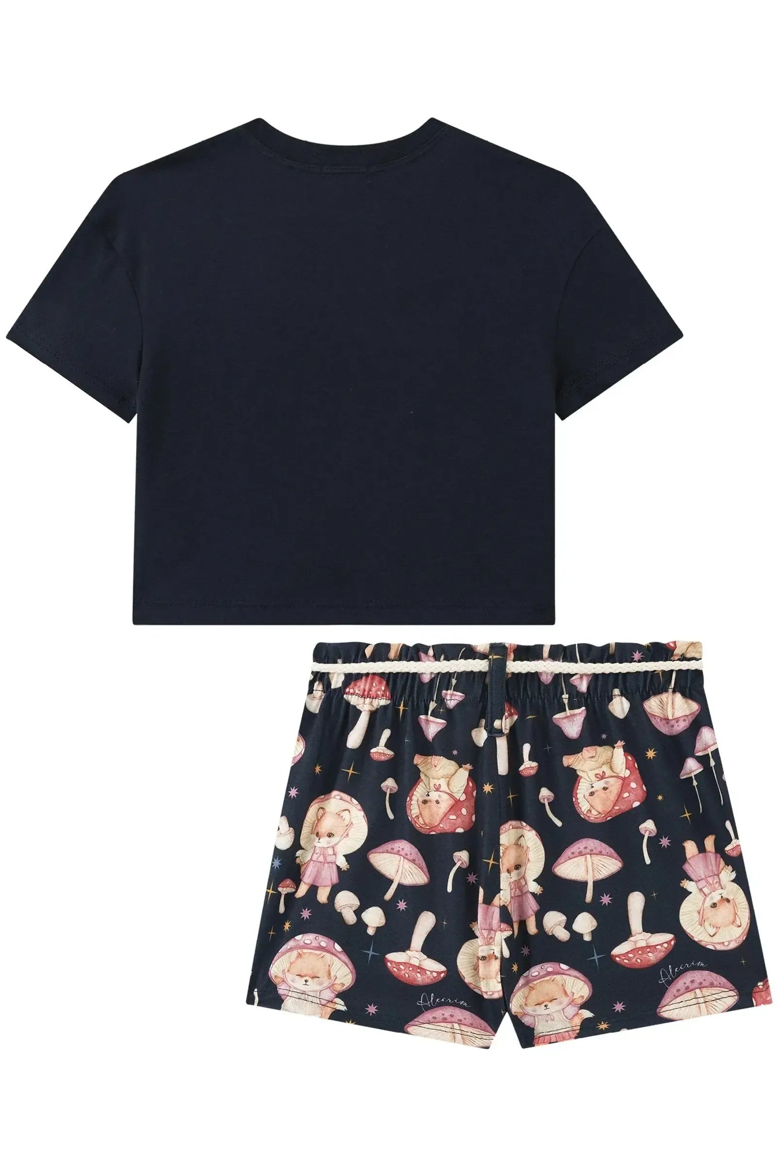 Conjunto de Blusa Boxy Over em Meia Malha e Short em Malha Fresh 93749 Kukiê Infantil Menina