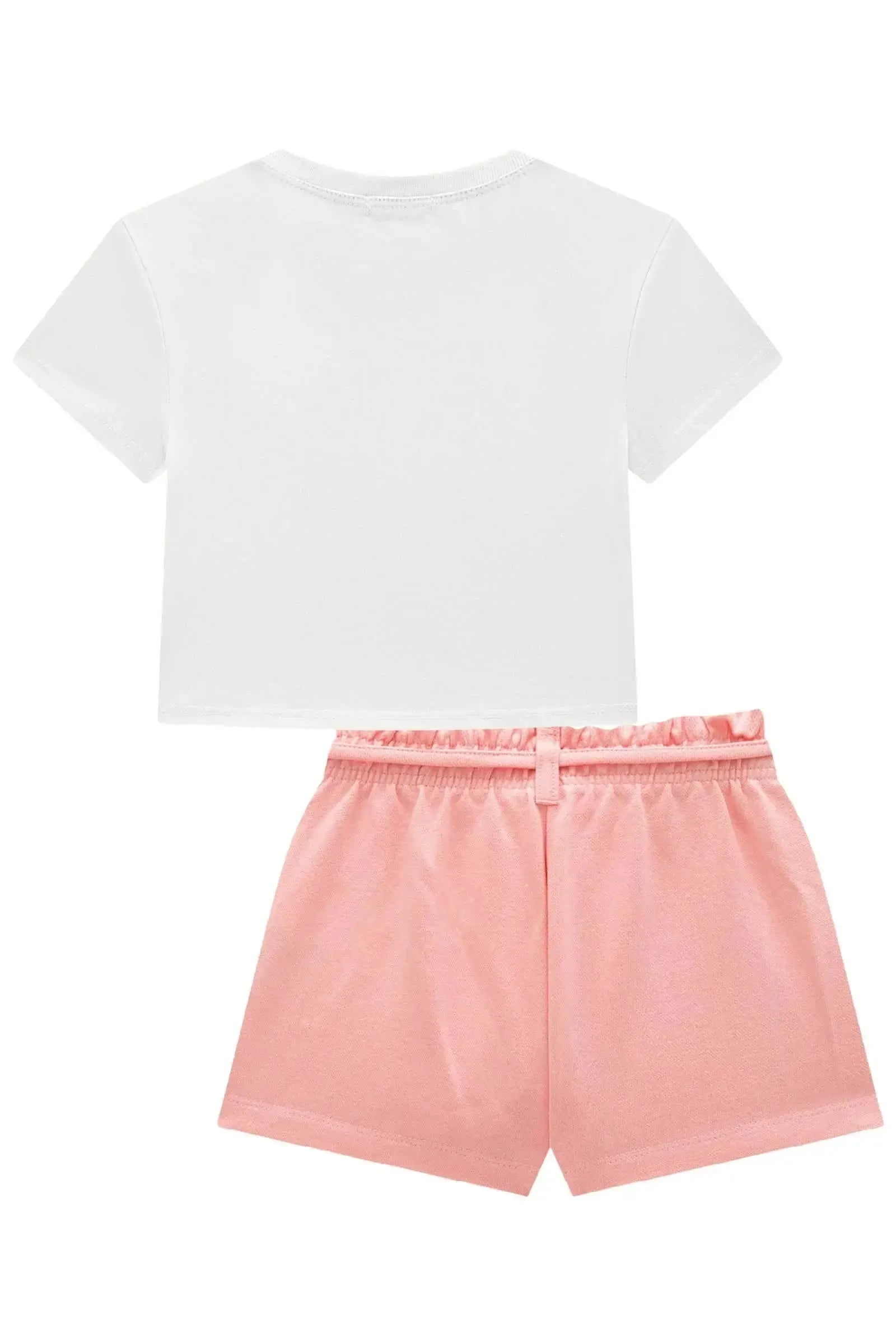 Conjunto de Blusa Boxy Over em Meia Malha e Shorts em Moletwill 93625 Infanti Infantil Menina