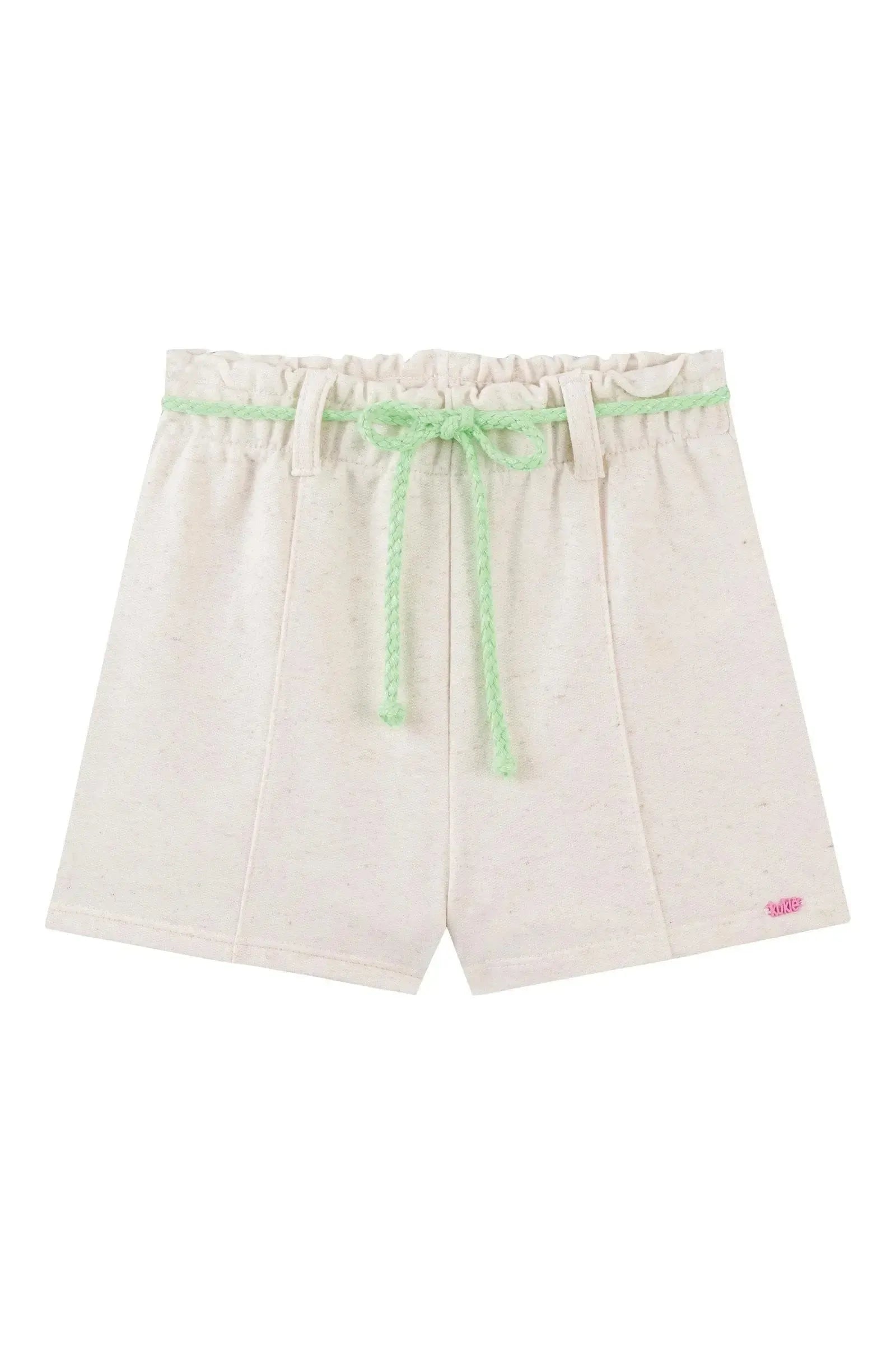 Conjunto de Blusa Boxy Over em Meia Malha Flamê e Shorts em Moletom sem Pelúcia 87778 Kukiê Infantil Menina