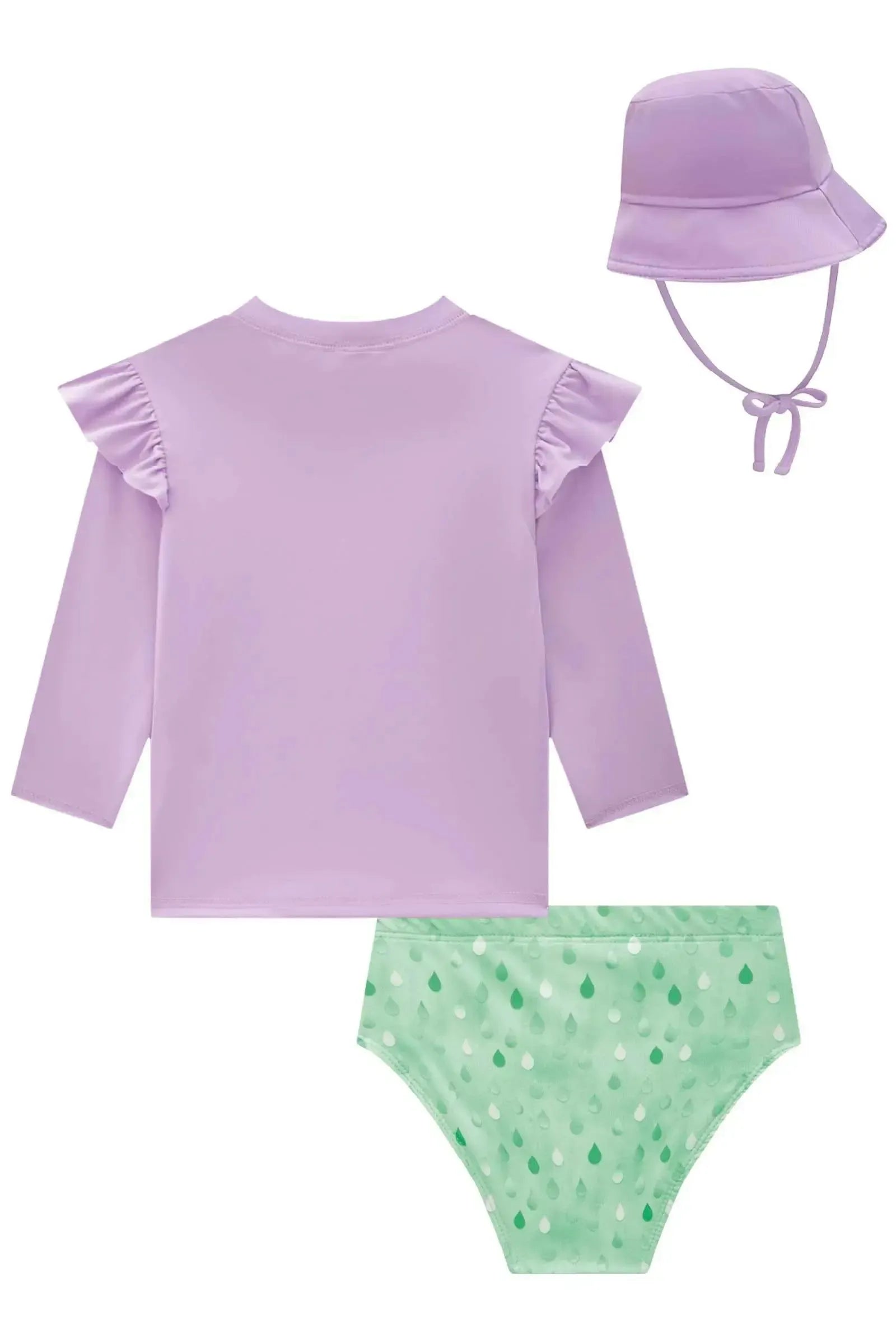 Conjunto de Blusa Calcinha e Chapéu em Malha UV Dry com Proteção UV 50+ 87829 Infanti Bebê Menina