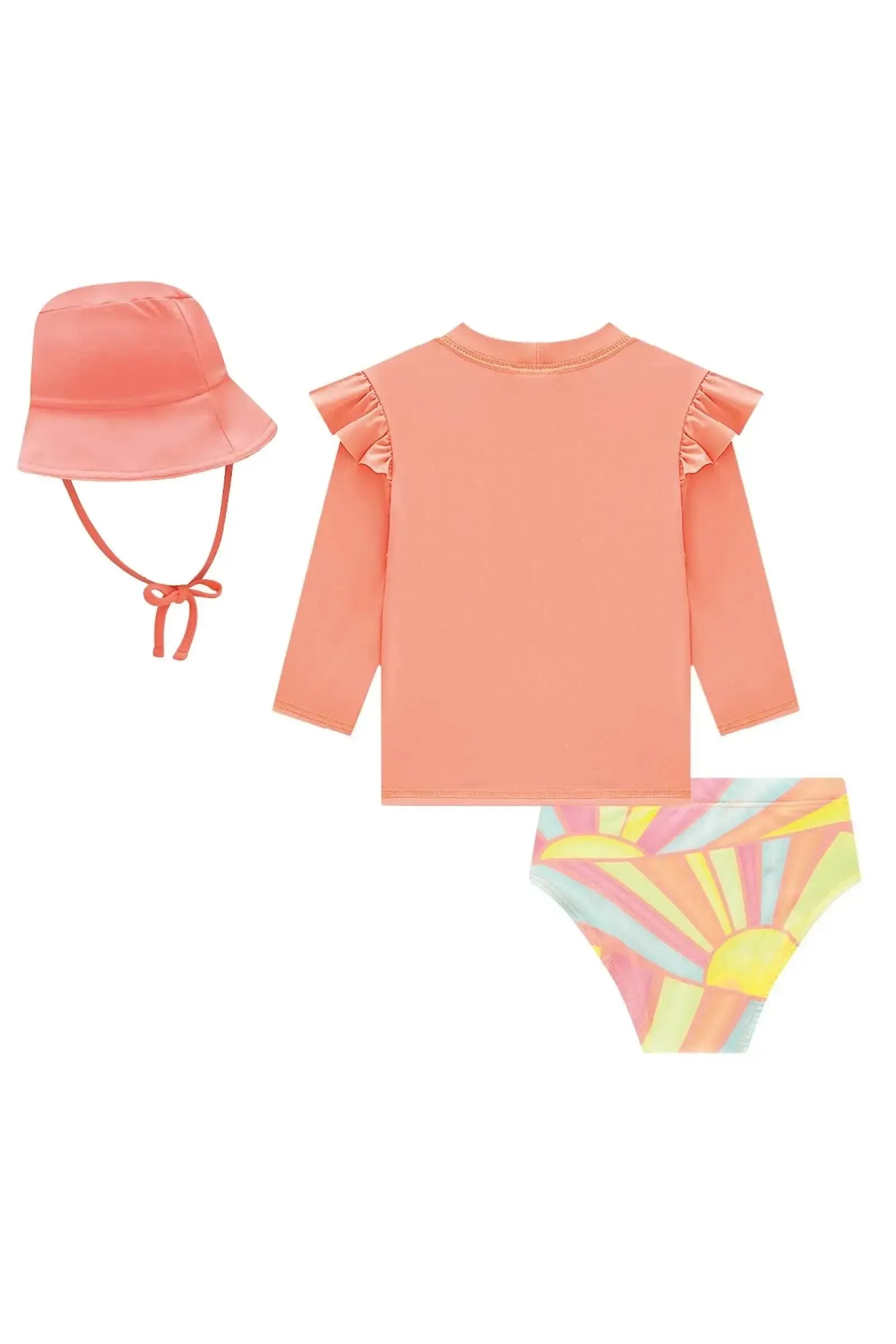 Conjunto de Blusa Calcinha e Chapéu em Malha UV Dry com Proteção UV 50+ 88620 Infanti Bebê Menina