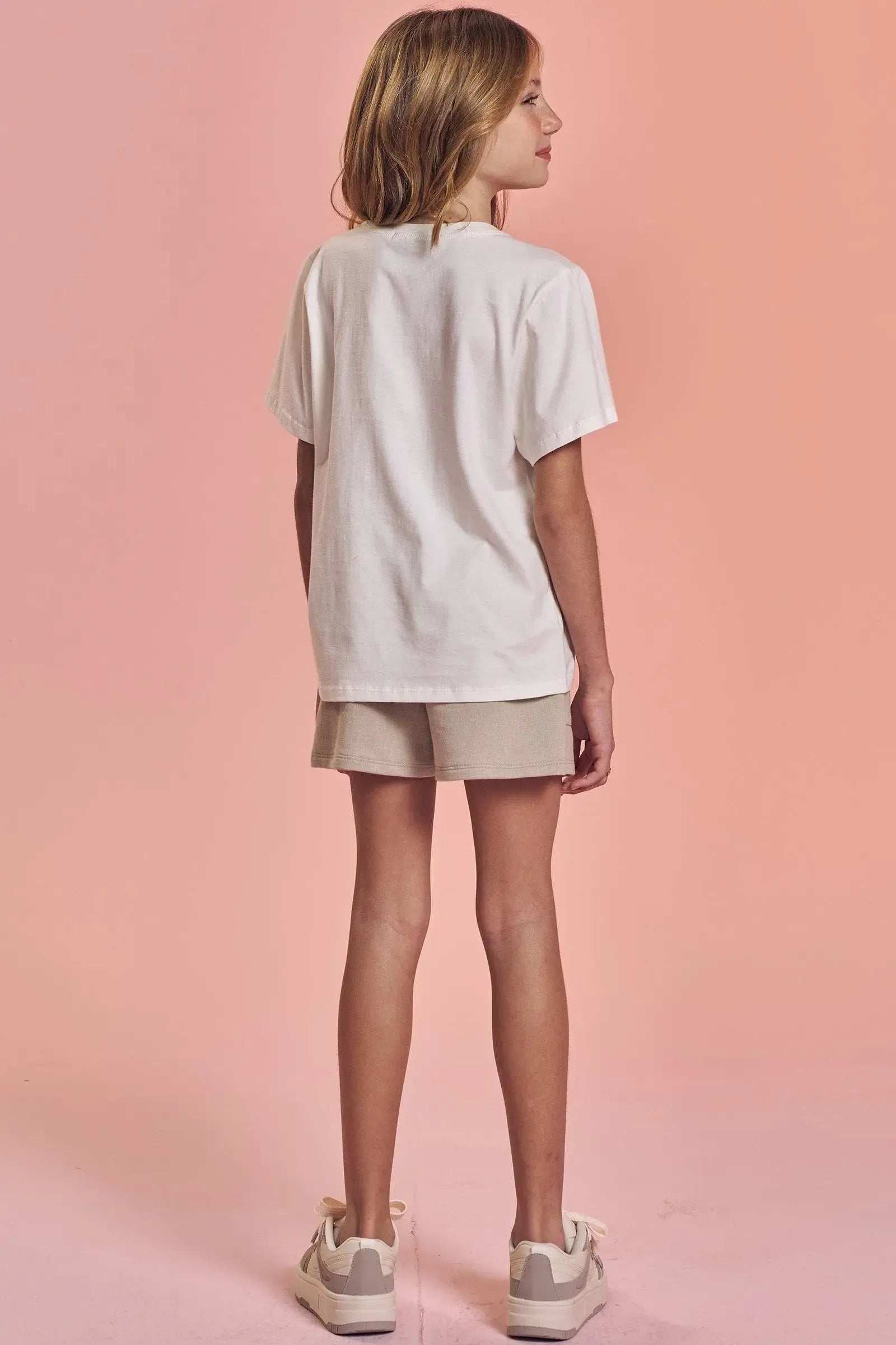 Conjunto de Blusa Comfy em Meia Malha e Shorts em Moletom sem Pelúcia 92763 Lilimoon Teen Menina