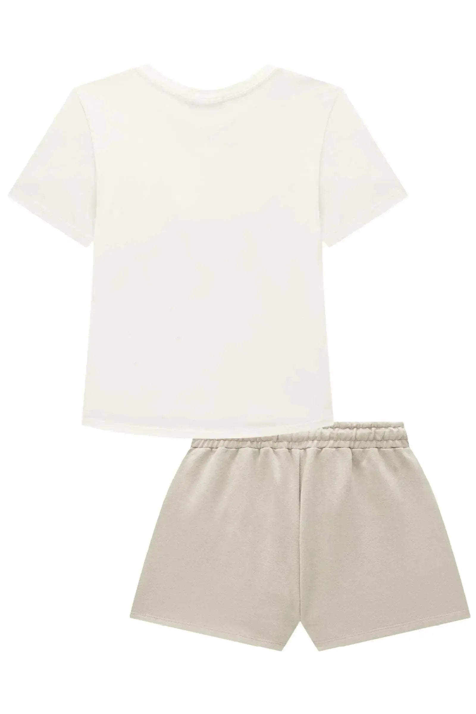 Conjunto de Blusa Comfy em Meia Malha e Shorts em Moletom sem Pelúcia 92763 Lilimoon Teen Menina
