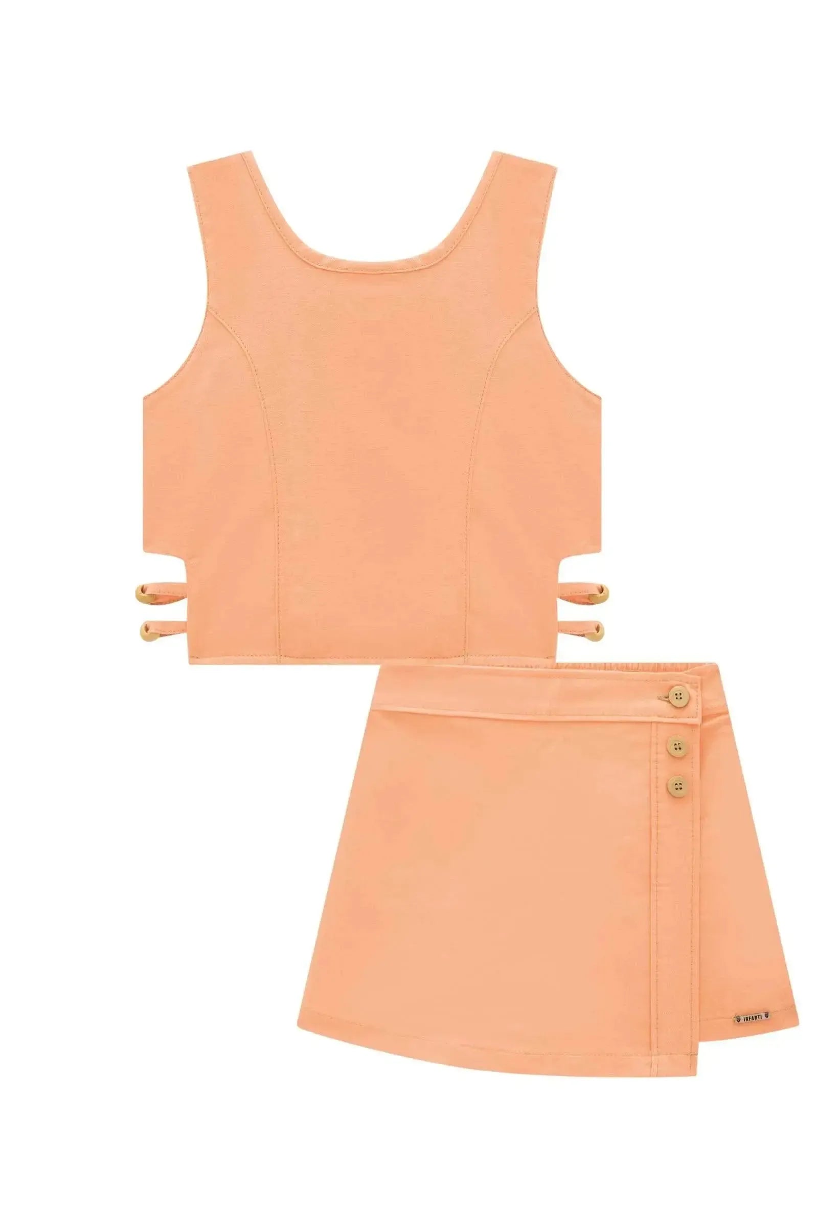 Conjunto de Blusa Cropped e Short Saia em Sarja com Elastano 87959 Infanti Infantil Menina