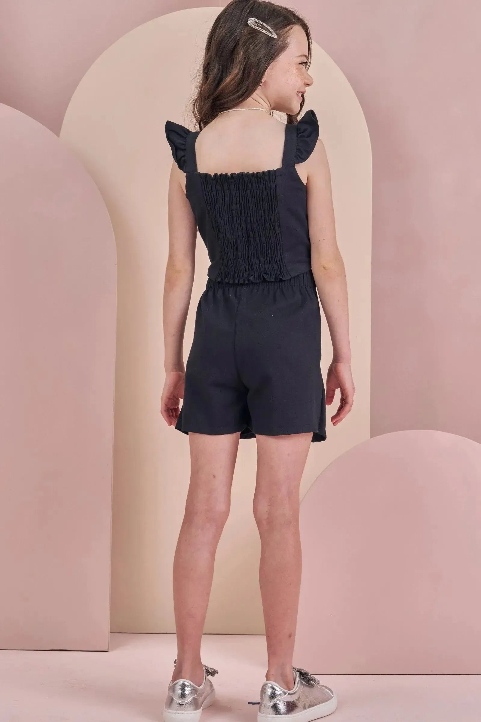 Conjunto de Blusa Cropped e Short Saia em Sarja com Elastano 89229 Infanti Infantil Menina