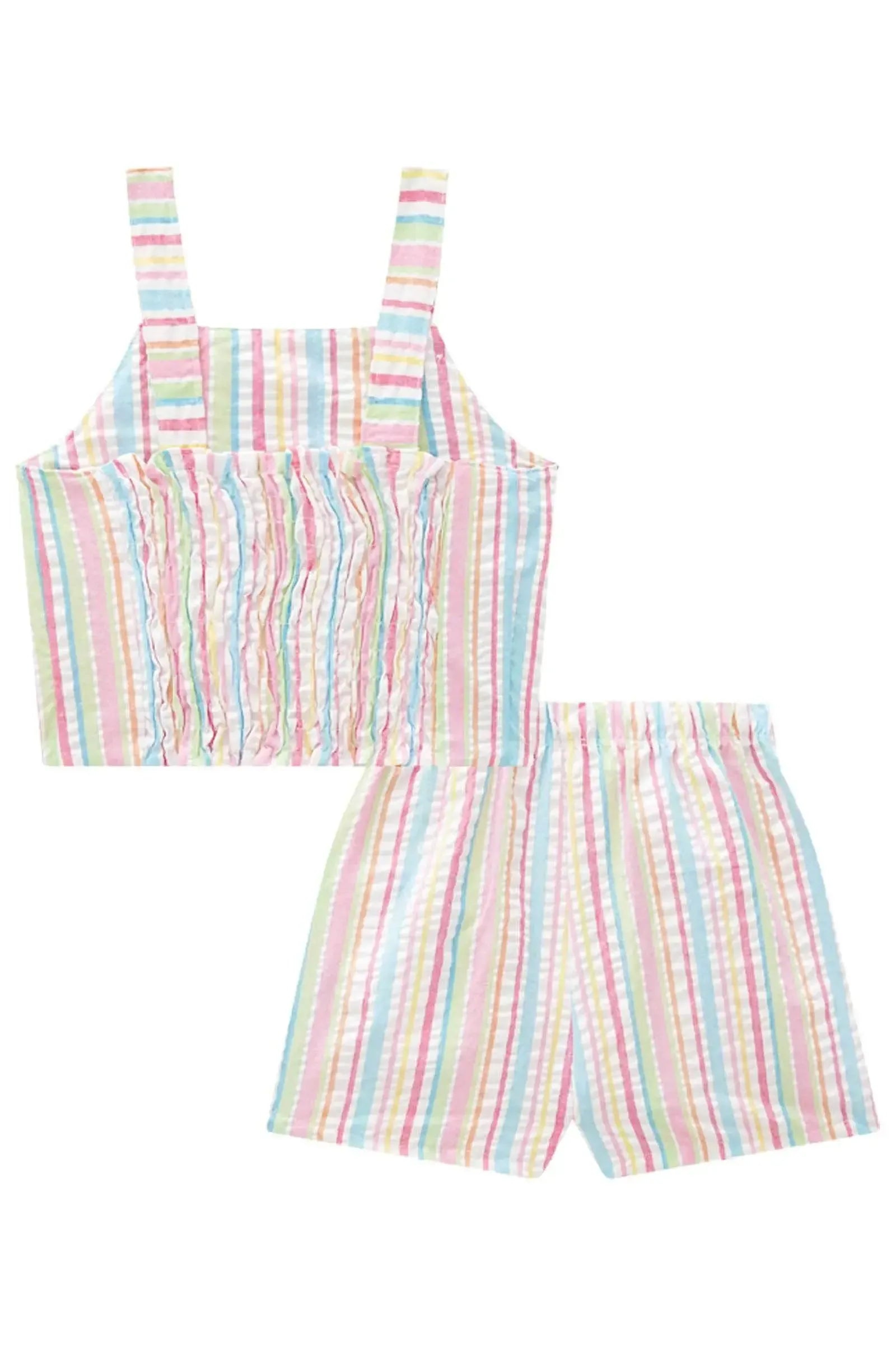 Conjunto de Blusa Cropped e Shorts em Tecido Rainbow 83114 Infanti Infantil Menina