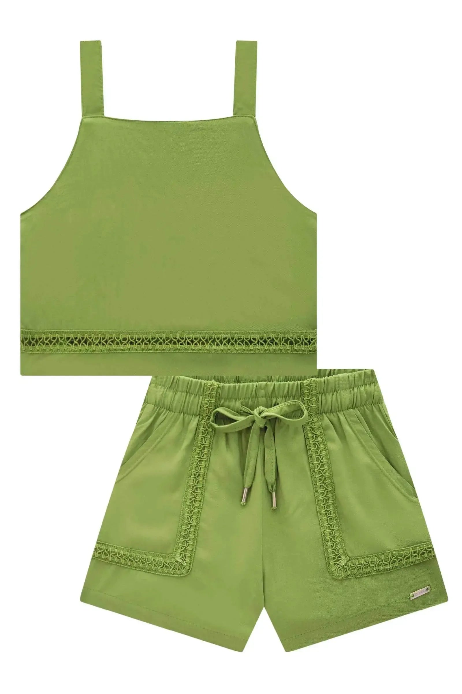 Conjunto de Blusa Cropped e Shorts em Viscose 88165 Infanti Infantil Menina