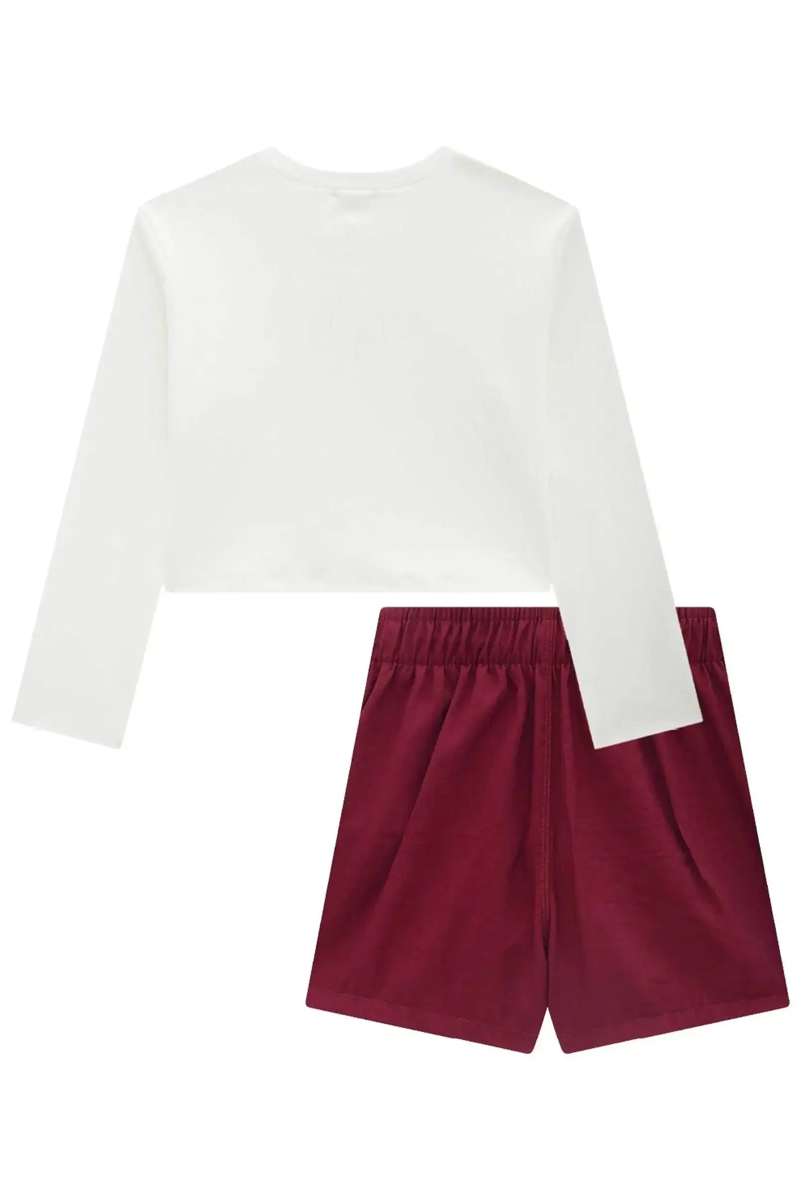 Conjunto de Blusa Cropped em Canelado Liz e Short Saia em Alfaiataria Marant 89447 Vic&Vicky Teen Menina
