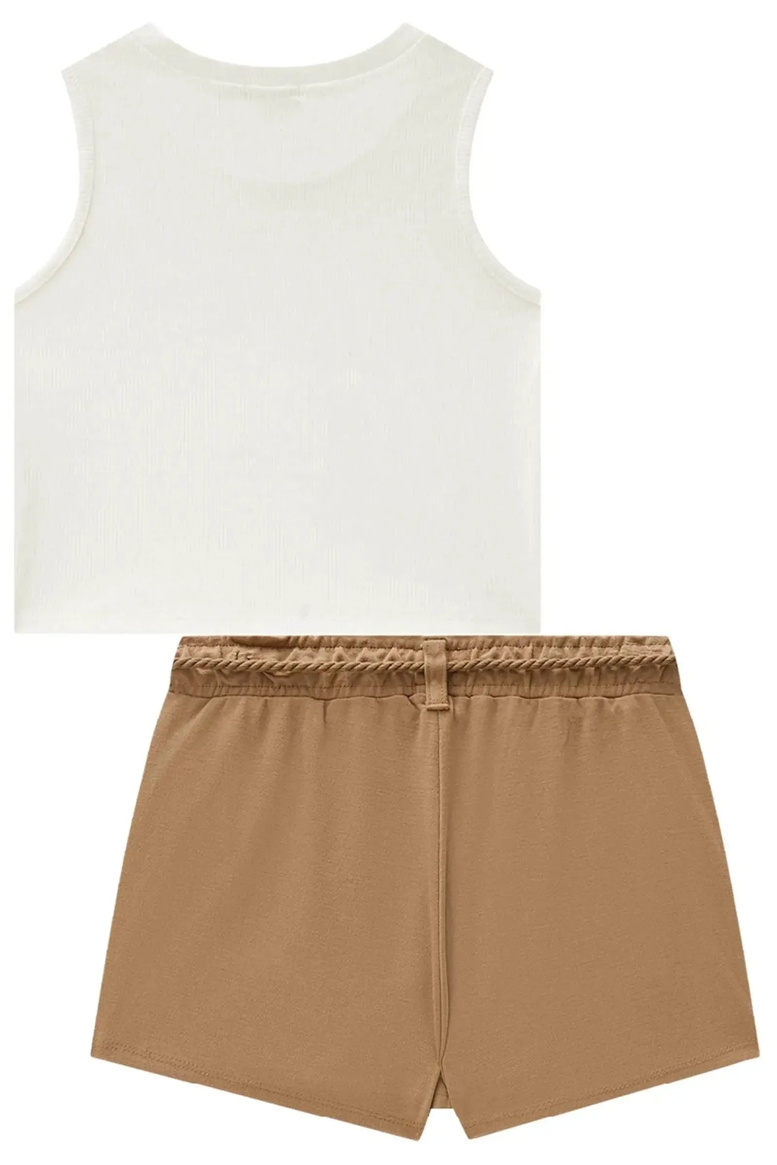 Conjunto de Blusa Cropped em Canelado Liz e Short Saia em Malha Stretch de Viscose 83902 Vic&Vicky Teen Menina