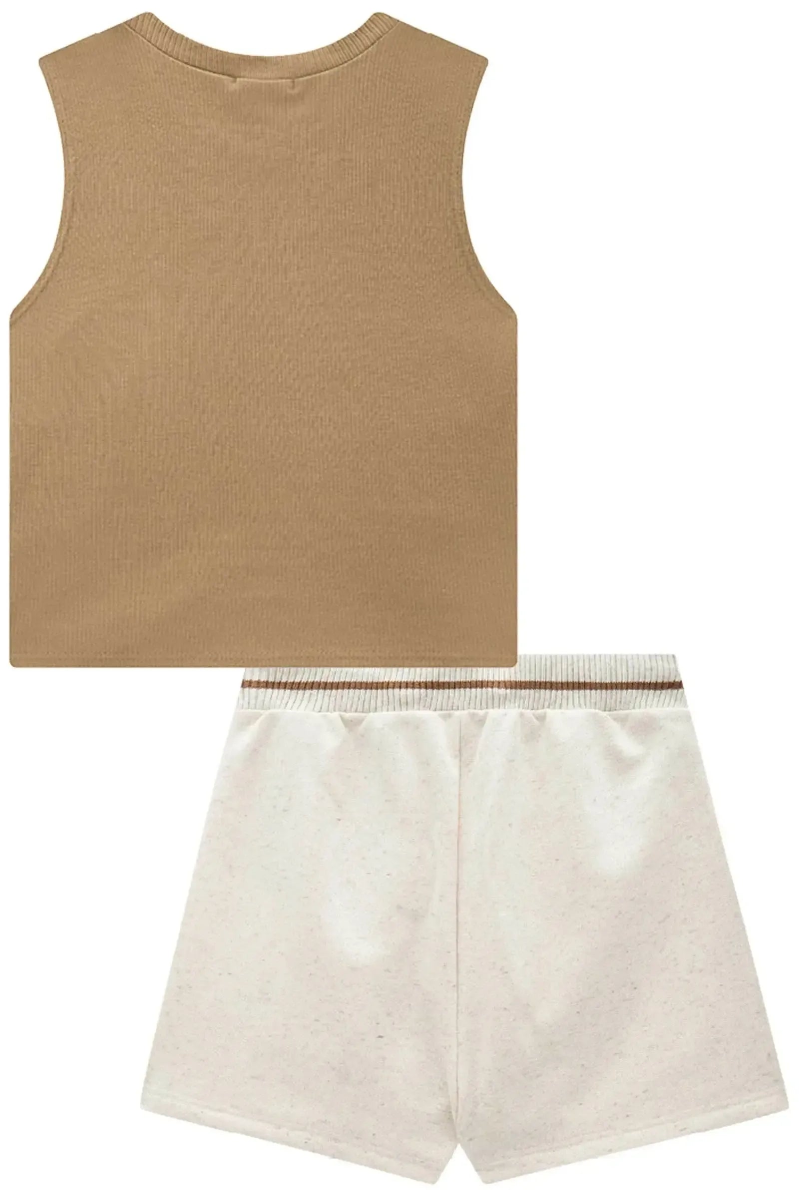Conjunto de Blusa Cropped em Canelado Liz e Short Saia em Moletom sem Pelúcia 92705 Vic&Vicky Teen Menina