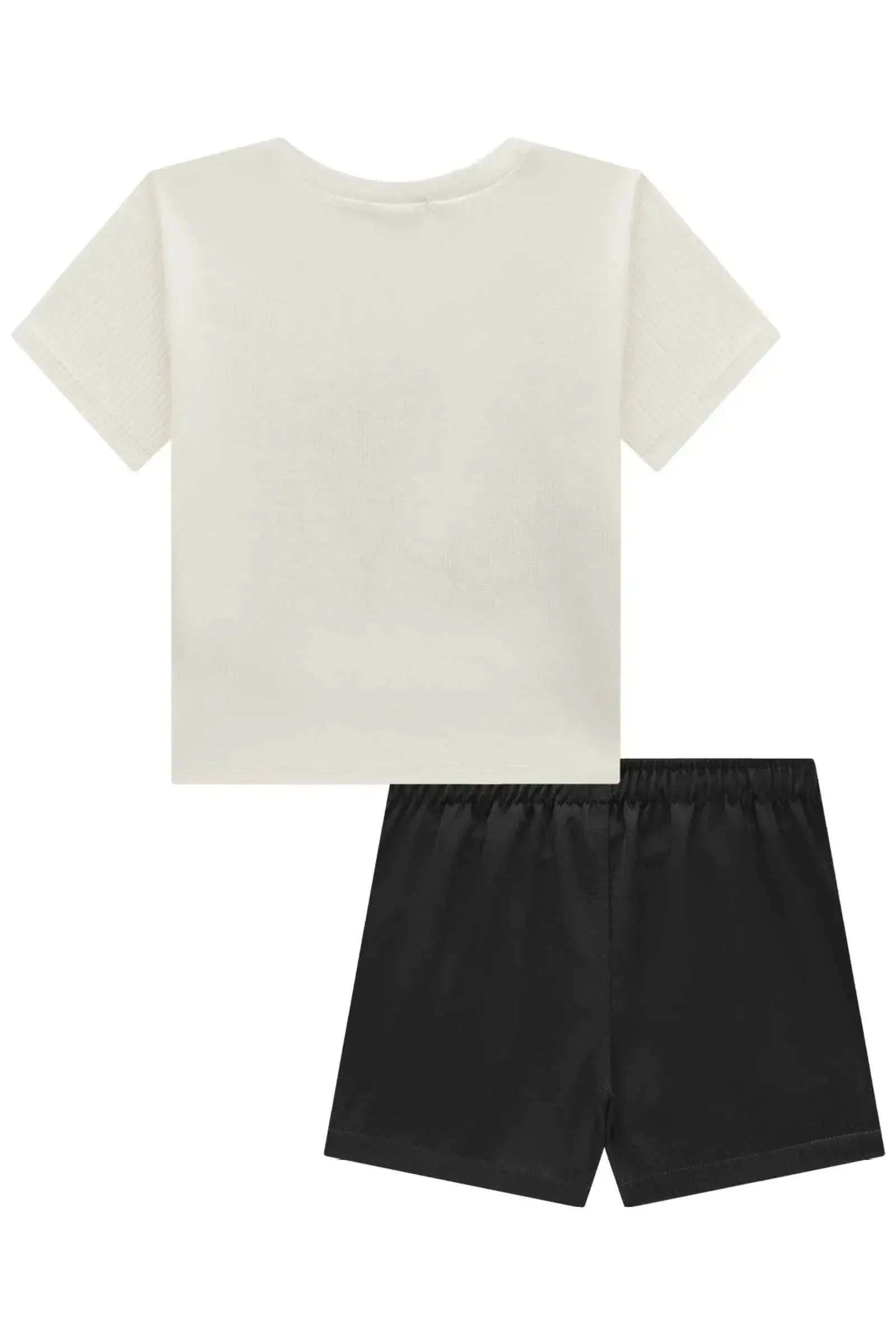 Conjunto de Blusa Cropped em Canelado Liz e Shorts em Alfaiataria Twill 84924 Vic&Vicky Teen Menina