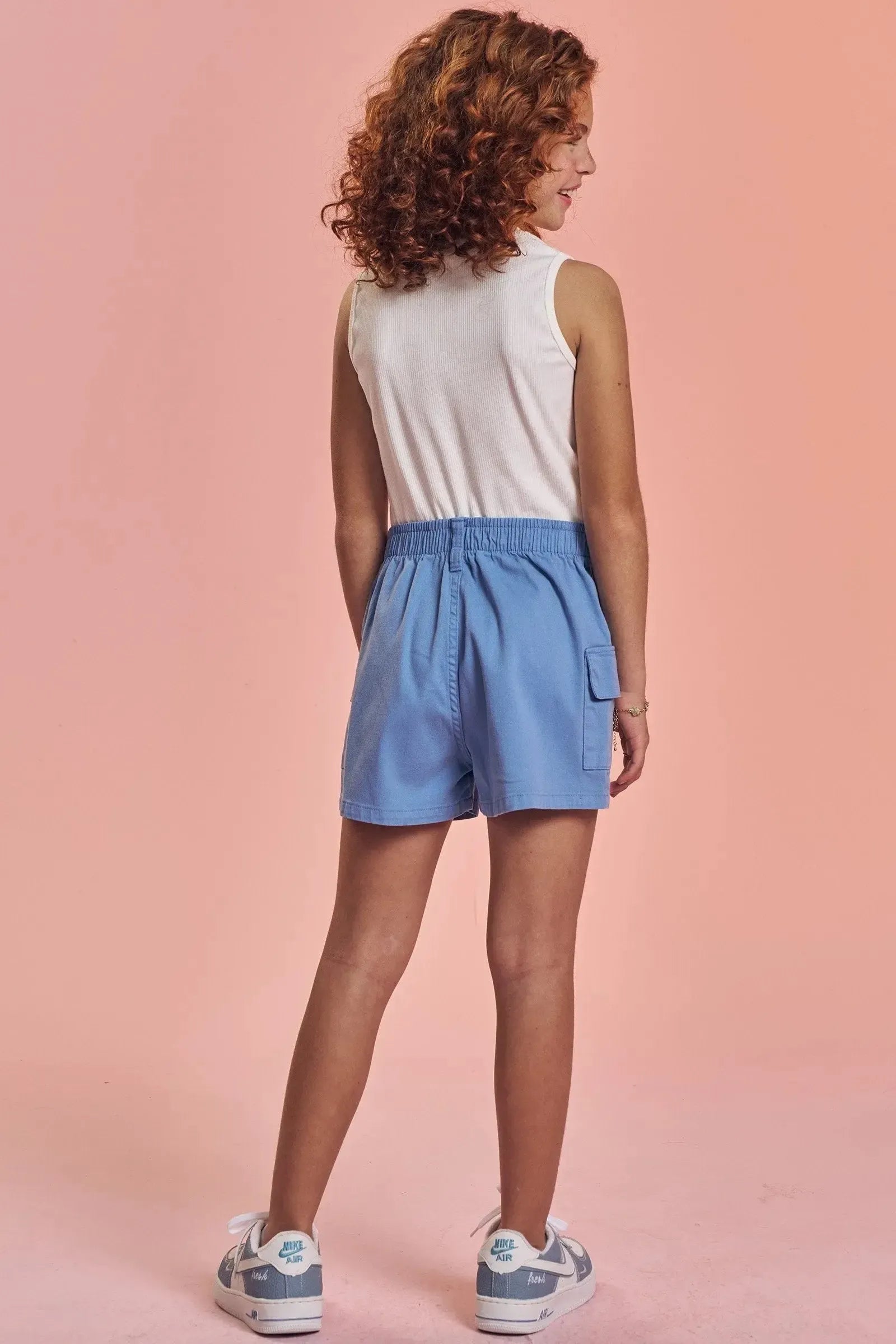 Conjunto de Blusa Cropped em Canelado Liz e Shorts em Sarja com Elastano 92584 Lilimoon Teen Menina