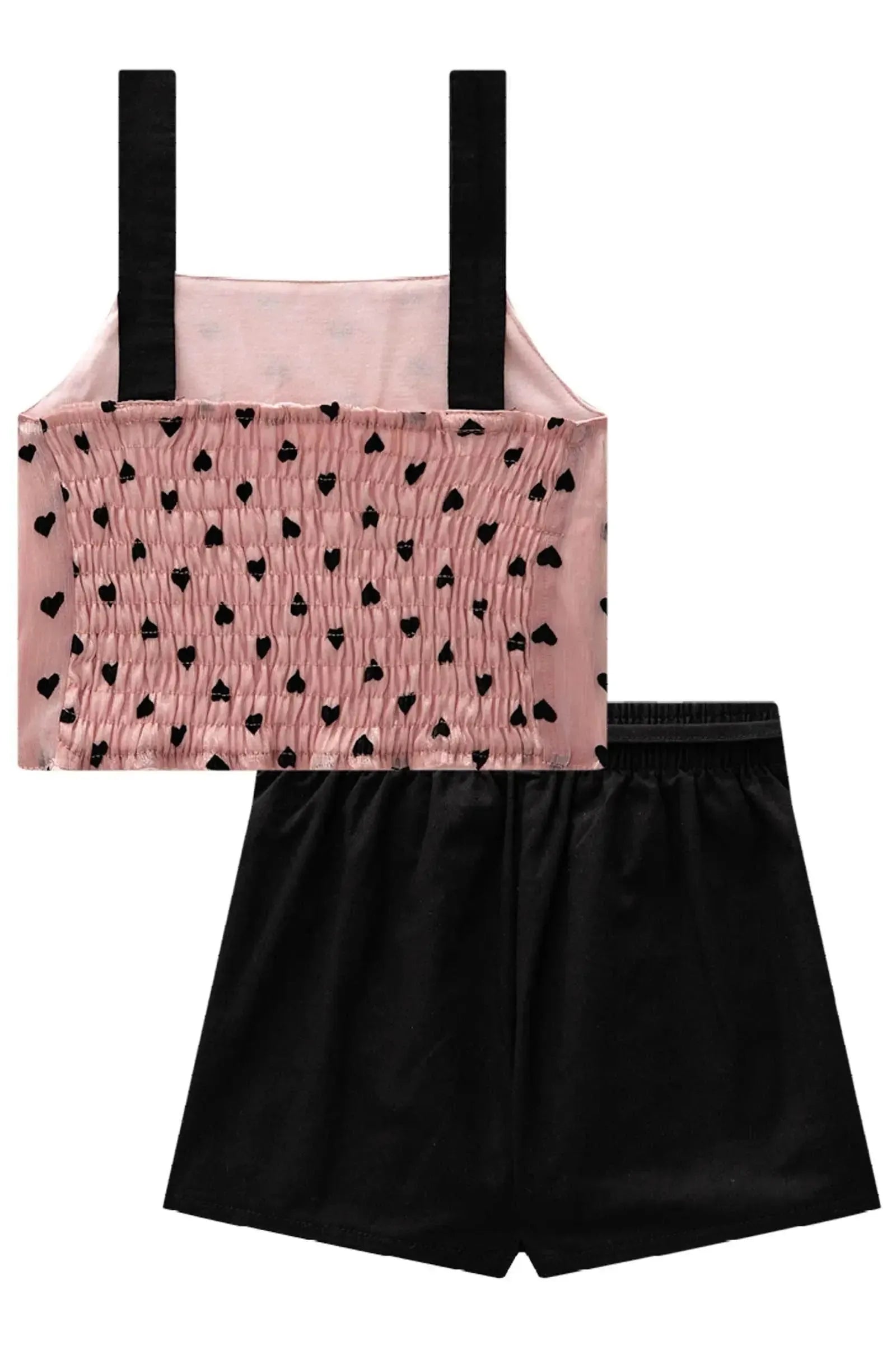 Conjunto de Blusa Cropped em Chiffon de Organza e Short Saia Sarja com Elastano 85580 Infanti Infantil Menina