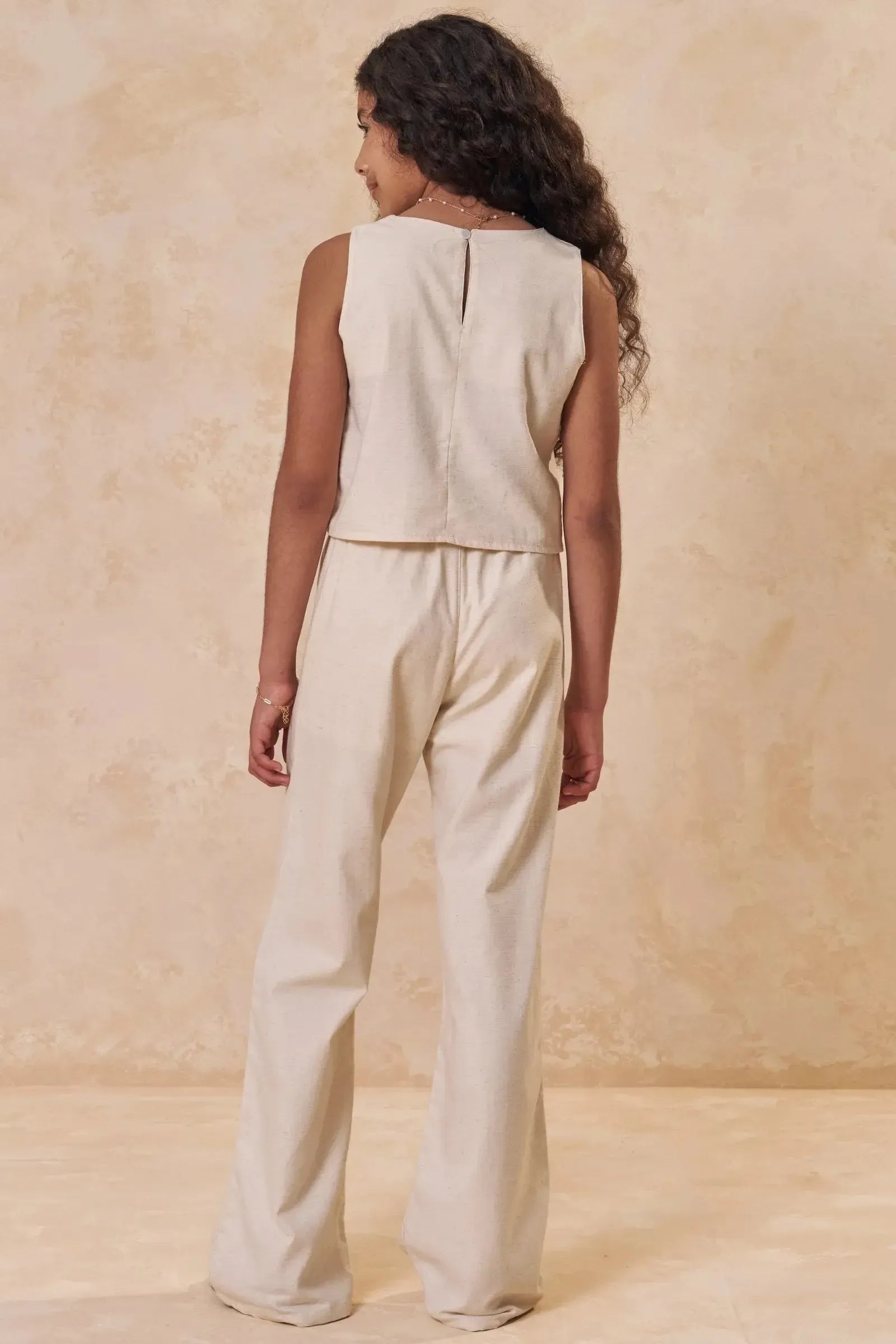 Conjunto de Blusa e Calça Reta em Linho Santorine 95521 Lilimoon Teen Menina