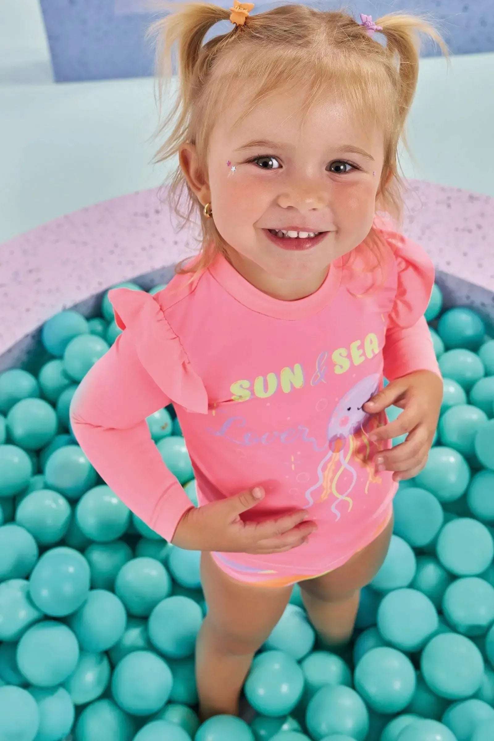 Conjunto de Blusa e Calcinha em Malha com Proteção UV50+ 87744 Kukiê Bebê Menina