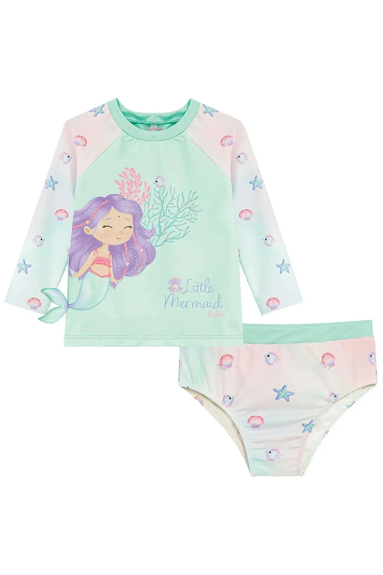Conjunto de Blusa e Calcinha em Malha com Proteção UV50+ 93237 Kukiê Bebê Menina