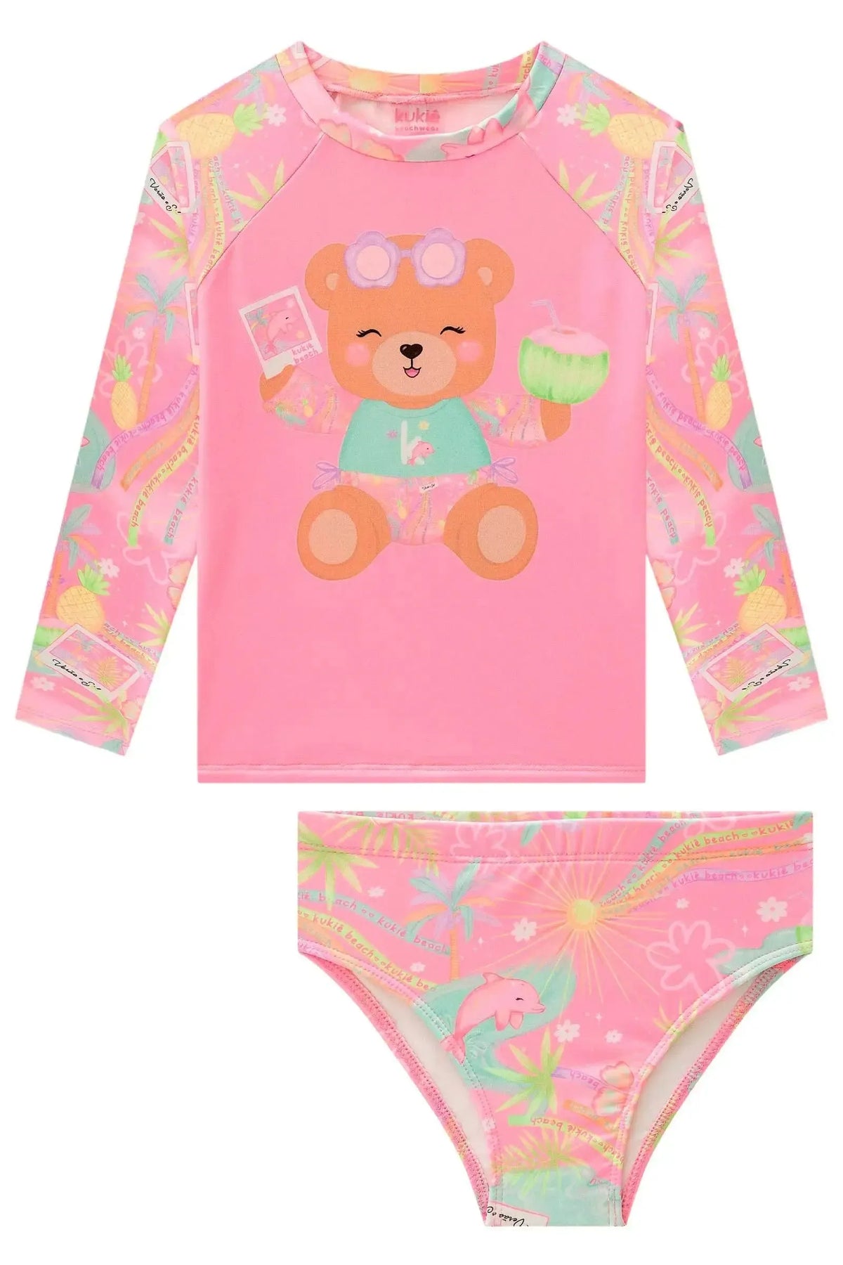 Conjunto de Blusa e Calcinha em Malha com Proteção UV50+ 98982 Kukiê Infantil Menina