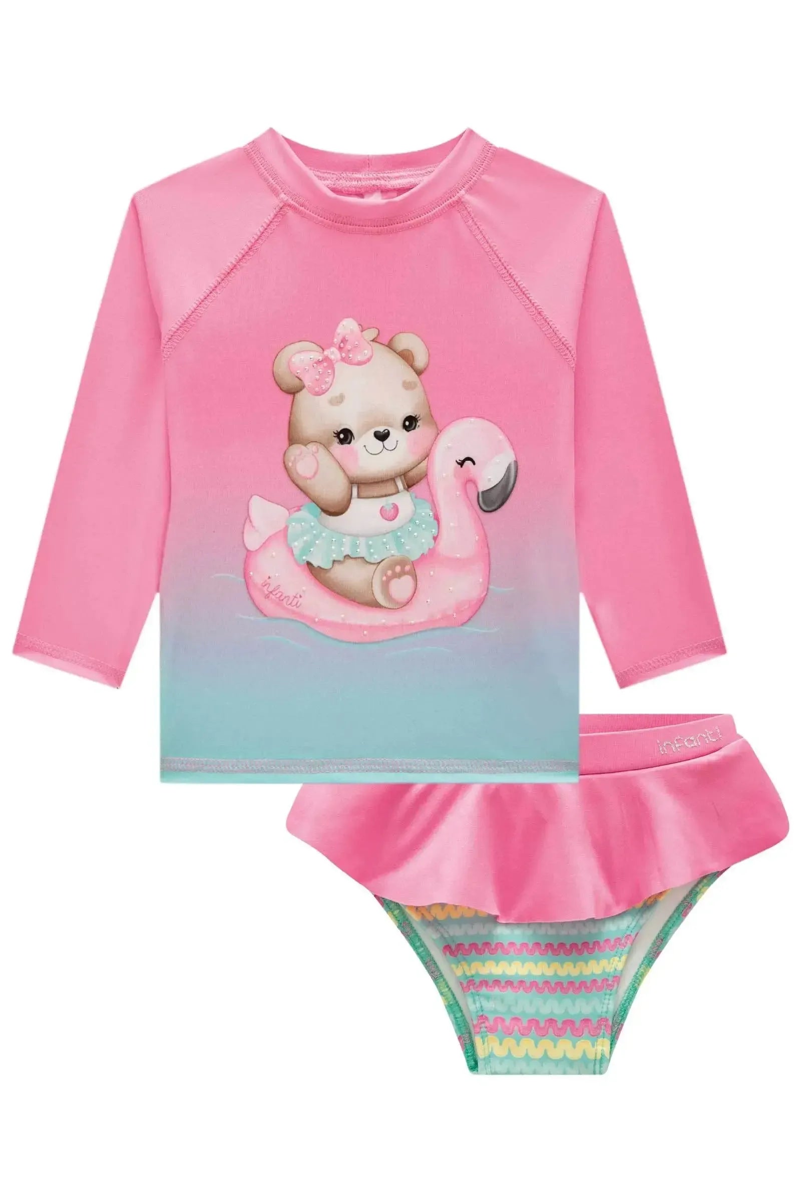 Conjunto de Blusa e Calcinha em Malha Uv Dry com Proteção Uv 50+ 84837 Infanti Bebê Menina