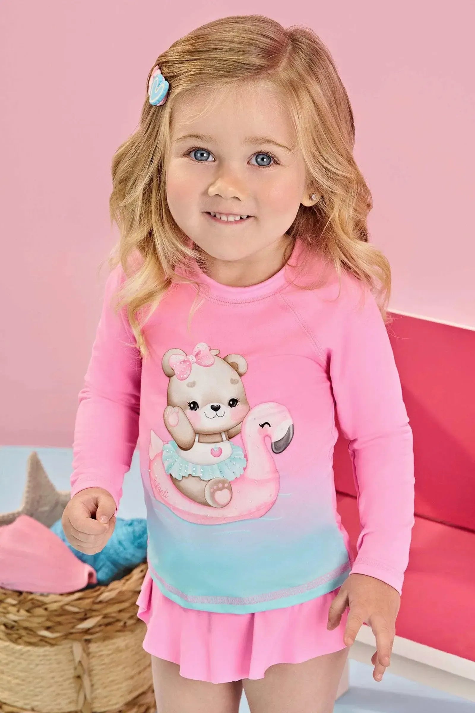 Conjunto de Blusa e Calcinha em Malha Uv Dry com Proteção Uv 50+ 84837 Infanti Bebê Menina