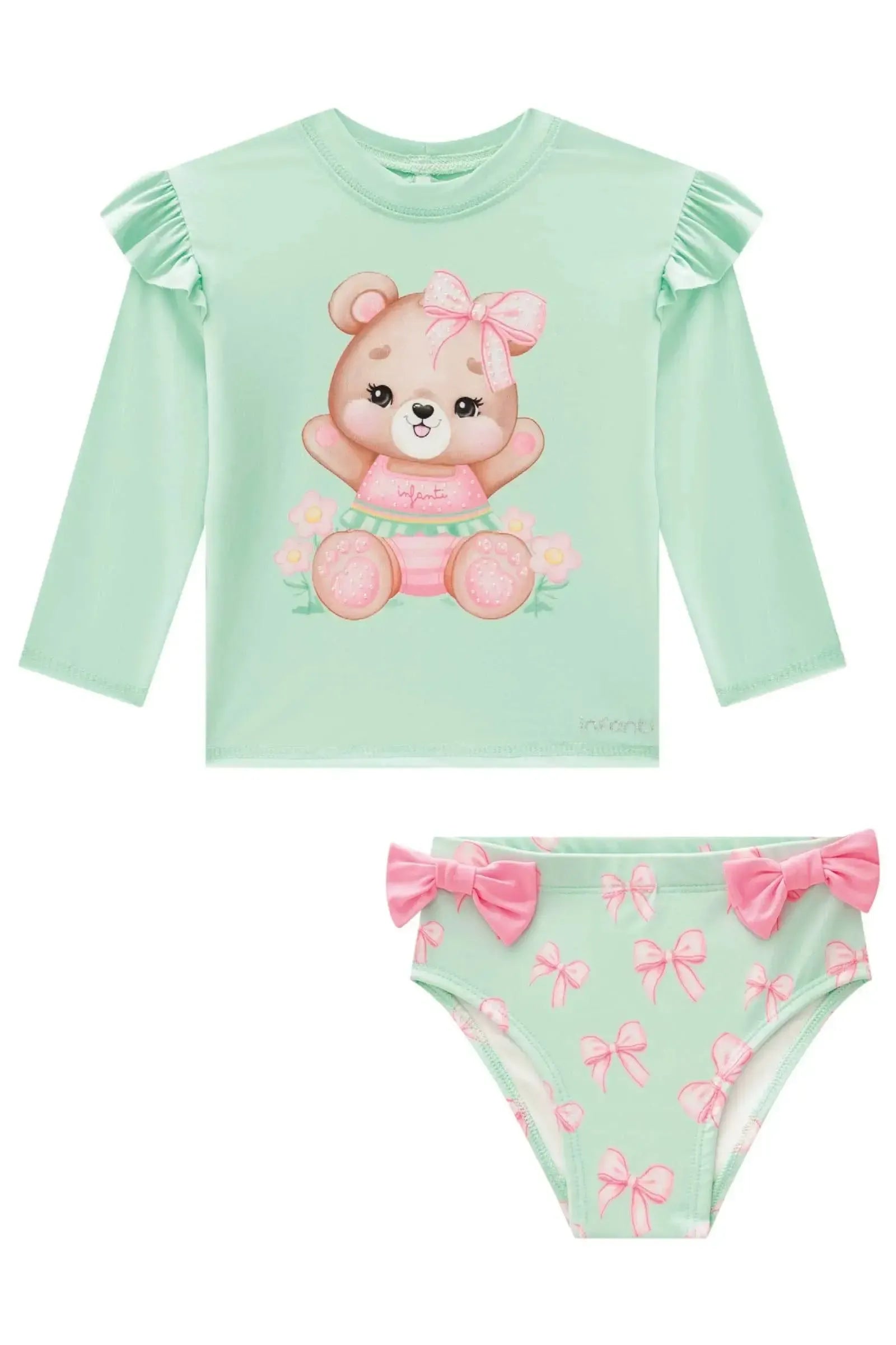 Conjunto de Blusa e Calcinha em Malha UV Dry com Proteção UV 50+ 87821 Infanti Bebê Menina